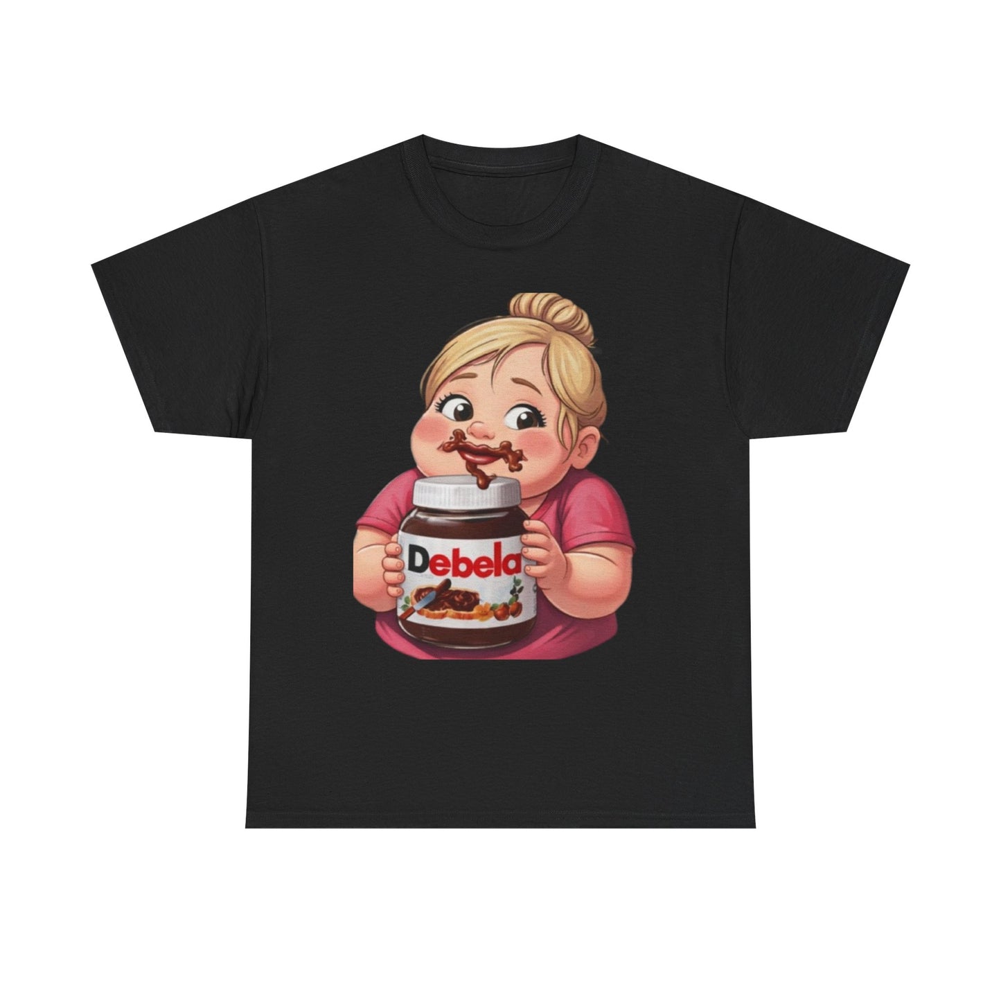 Camiseta con un niño adorable sosteniendo un tarro inspirada en Nutella — Camiseta divertida para amantes de los postres 