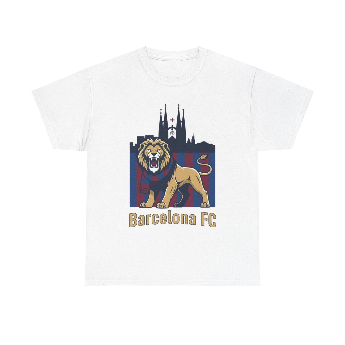 Camiseta del León del FC Barcelona — Camiseta de aficionado al fútbol con gráfico de la Sagrada Familia