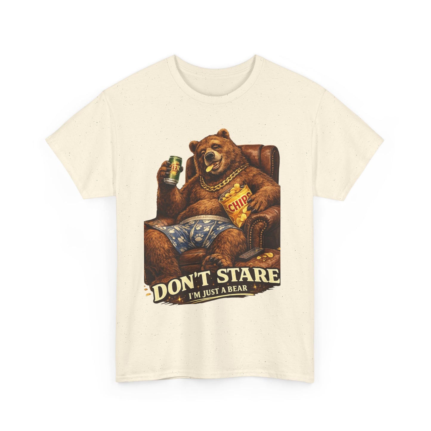 Bear Lounge T‑Shirt — "Don't Stare, I'm Just a Bear" Retro Graphic Tee
