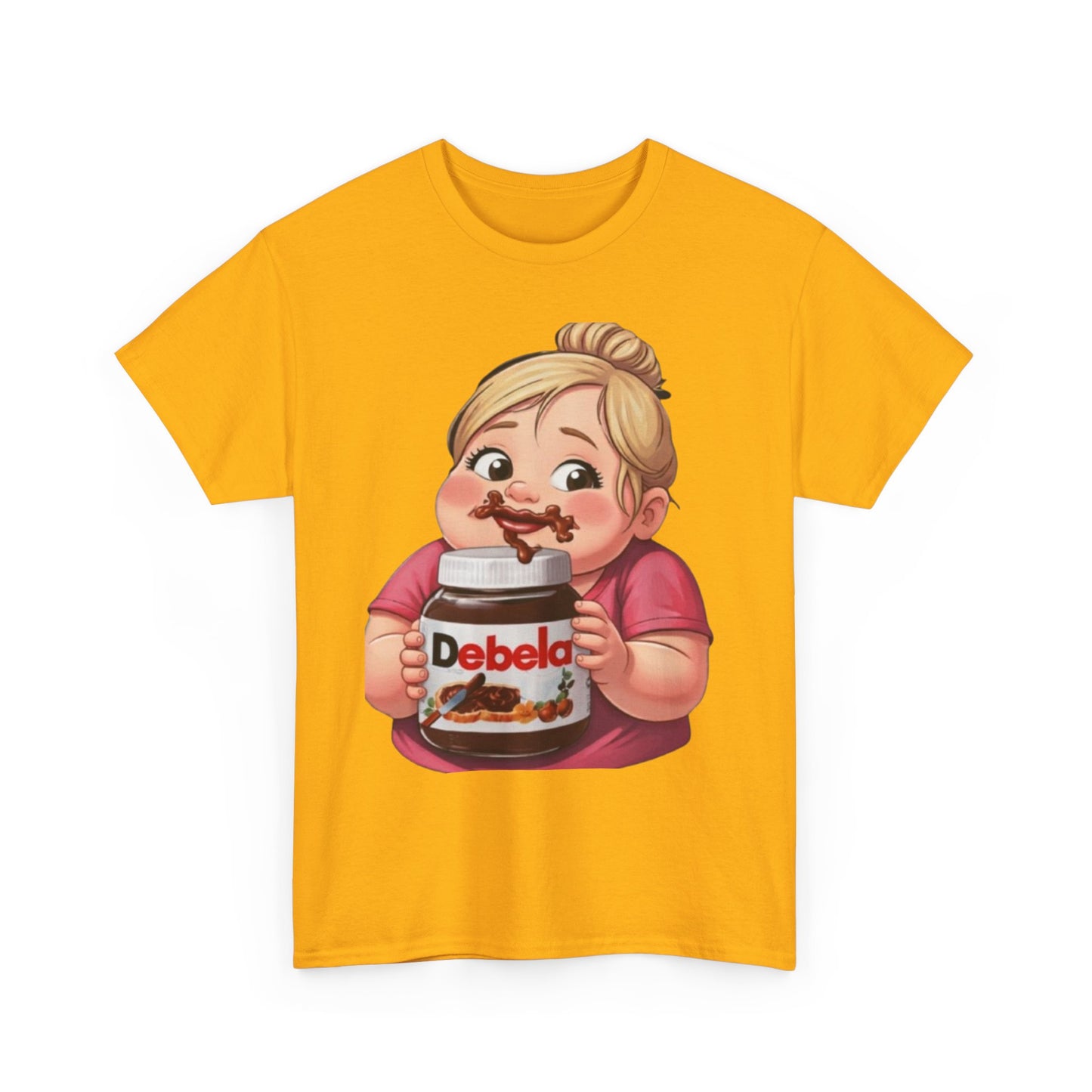 Camiseta con un niño adorable sosteniendo un tarro inspirada en Nutella — Camiseta divertida para amantes de los postres 