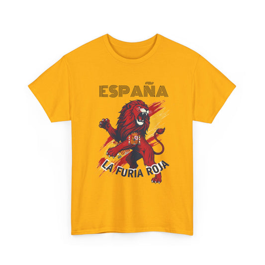 Camiseta España La Furia Roja Lion — Camiseta para aficionados al fútbol español