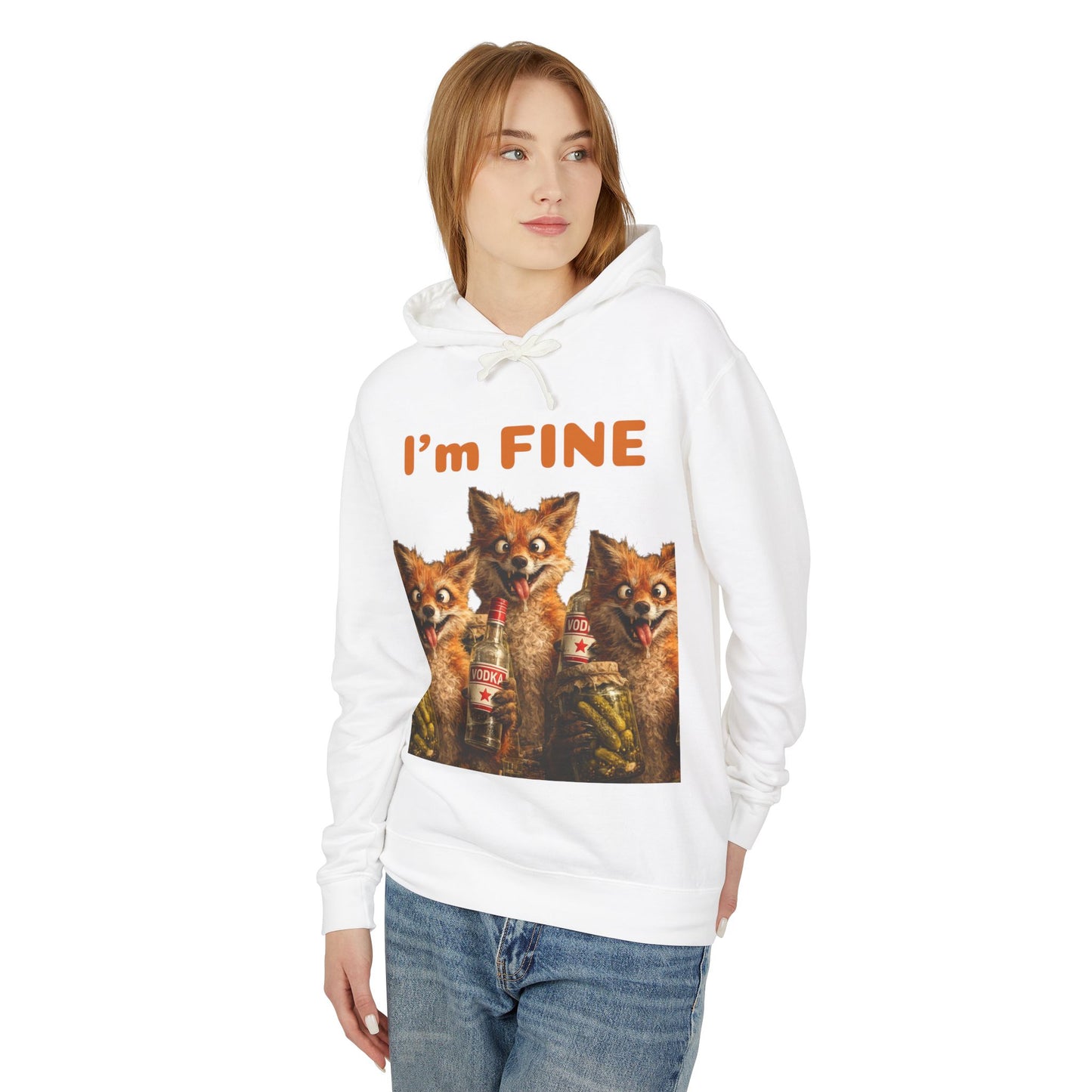 “I’m Fine” Foxes Hoodie — Funny Vintage Foxes Drinking Graphic Sweatshirt