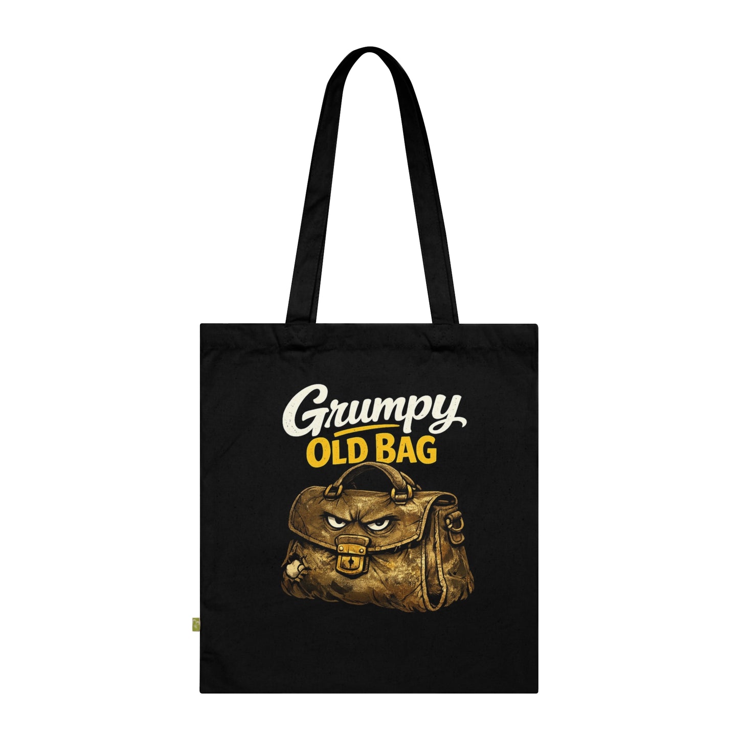 Bolso de mano Grumpy Old Bag: divertida ilustración retro vintage de un bolso de algodón orgánico