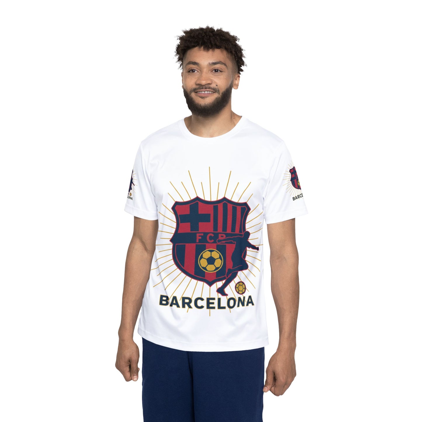 Barcelona Soccer Jersey — Men’s Football Tee with Crest & Player Silhouette