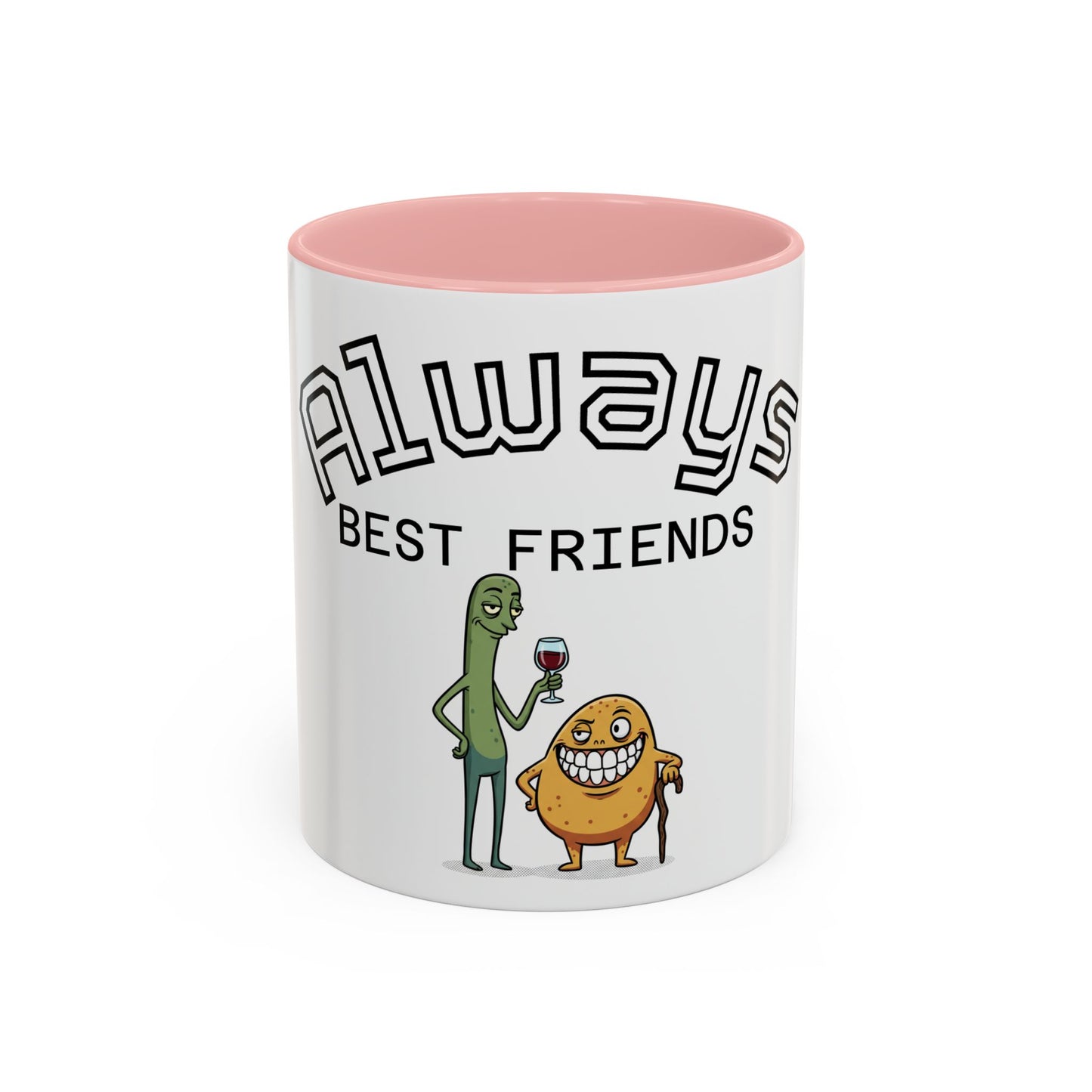Taza de café — "Siempre mejores amigos" Divertida taza de la amistad con pepinillos y nuggets (11/15 oz)