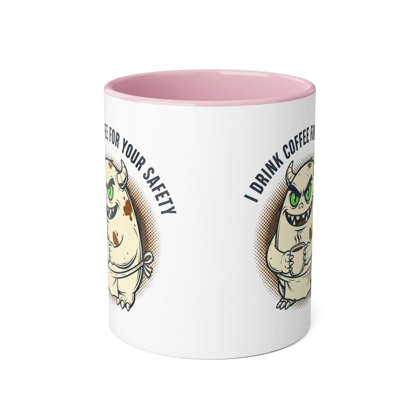 Taza de cerámica — "Tomo café por tu seguridad" Taza de café monstruo