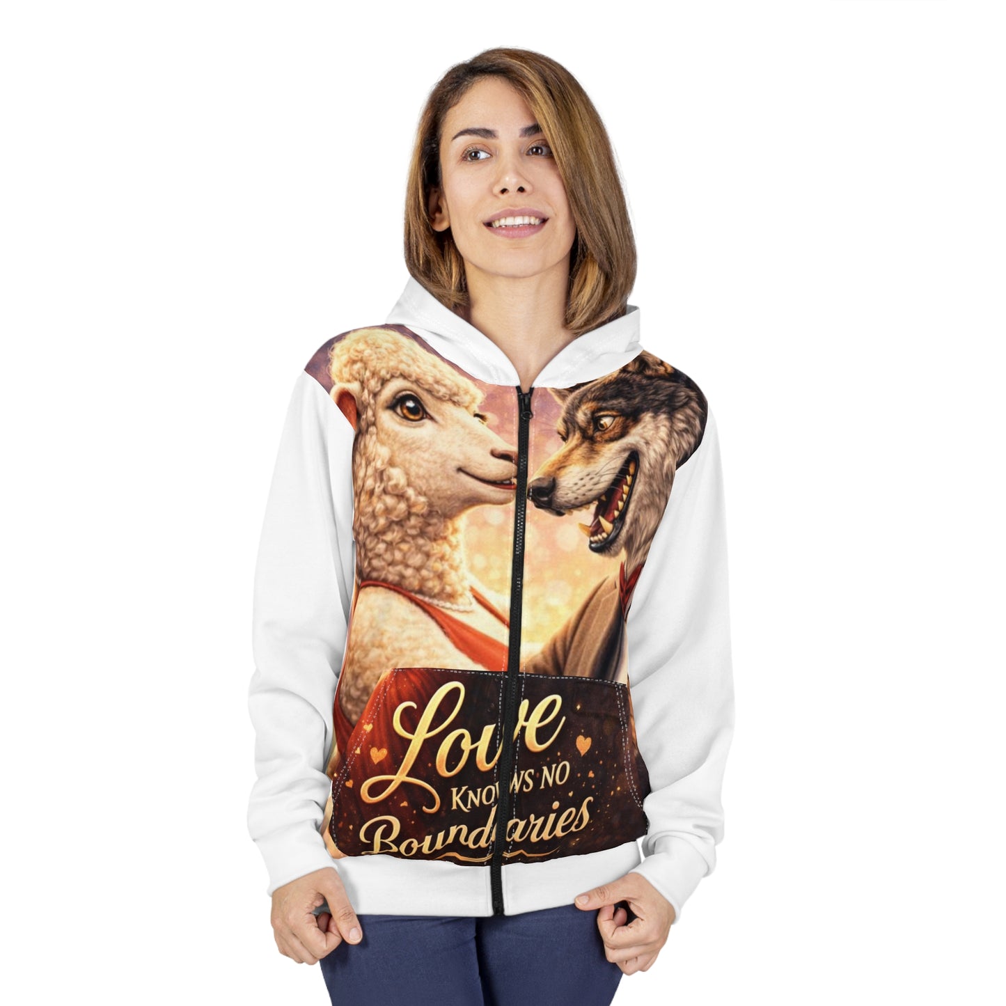 Sudadera con capucha y cremallera "El amor no conoce límites" 