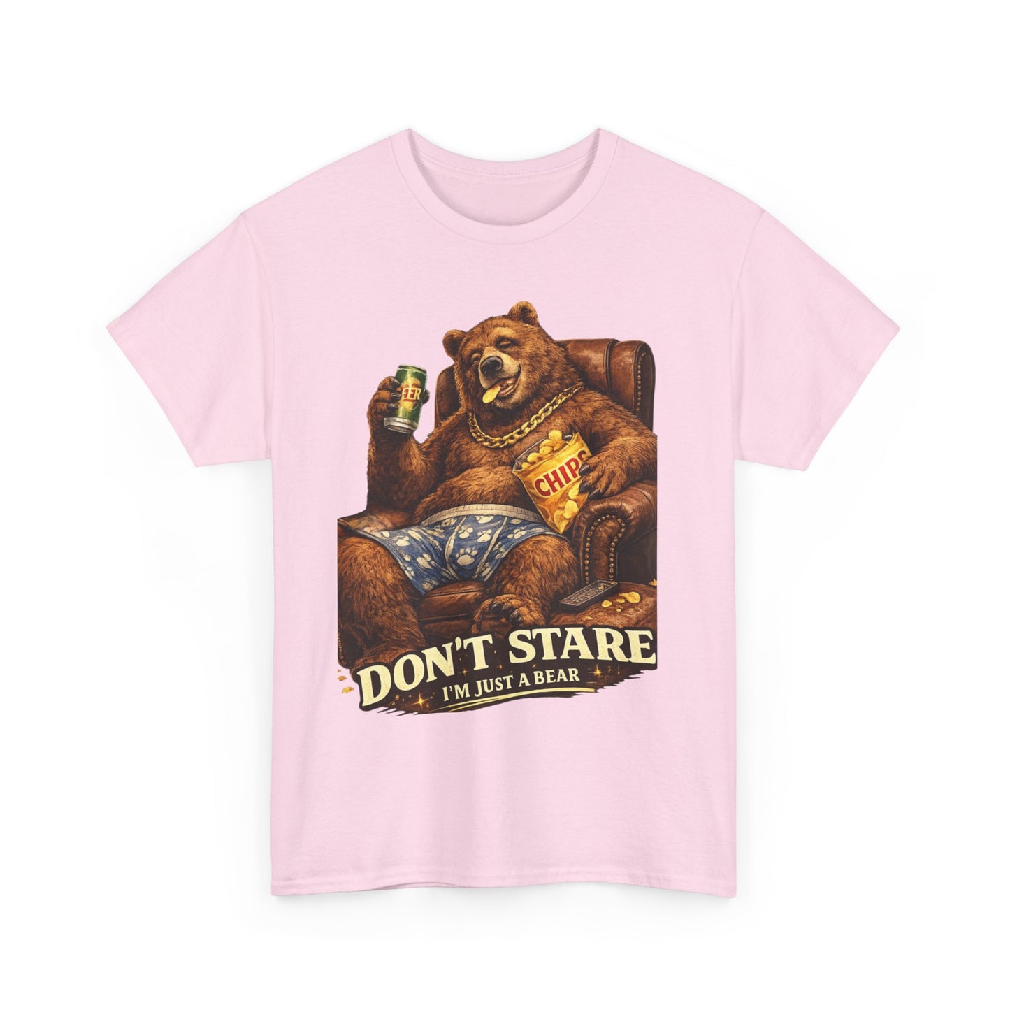Bear Lounge T‑Shirt — "Don't Stare, I'm Just a Bear" Retro Graphic Tee