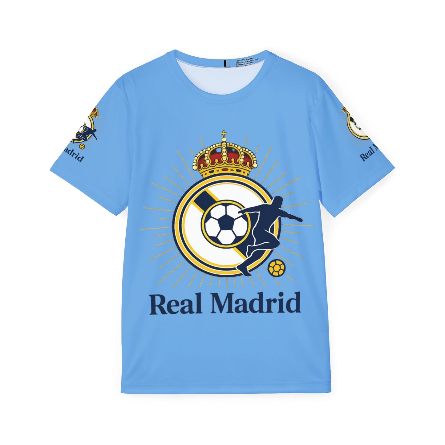 Men's Light Blue Soccer Jersey – Real Madrid Style Graphic