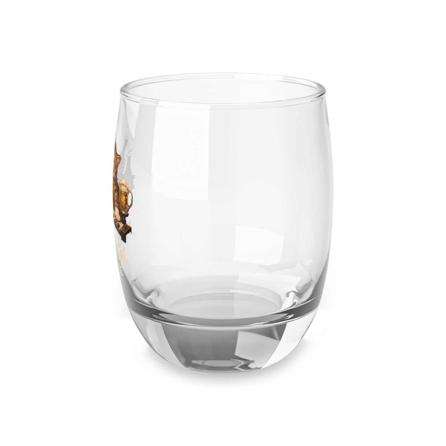 Cat Drinking Whiskey Stemless Glass — “It’s a Tea” Funny Barware Gift
