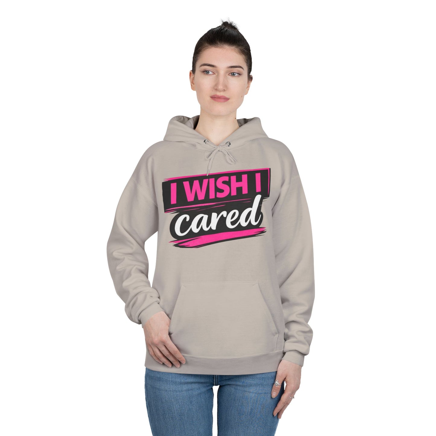 I Wish I Cared Hoodie — Funny Sarcastic Graphic Pullover 50% Cotton 50% Polyester