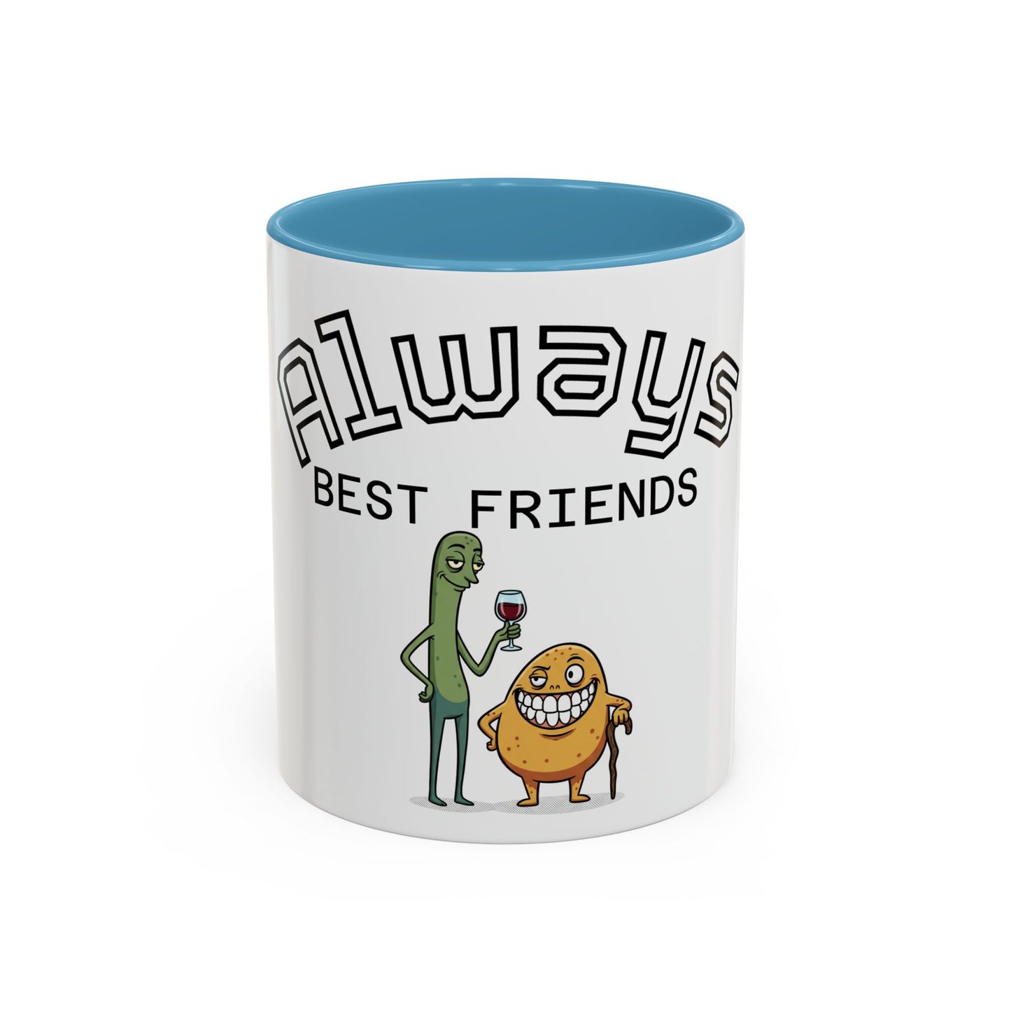 Taza de café — "Siempre mejores amigos" Divertida taza de la amistad con pepinillos y nuggets (11/15 oz)
