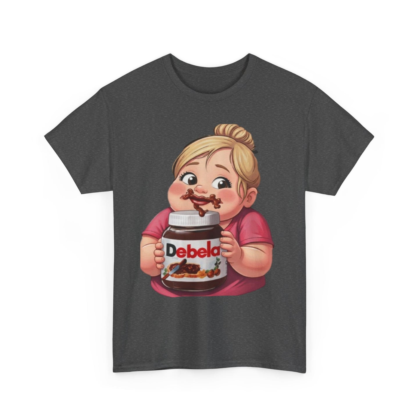 Camiseta con un niño adorable sosteniendo un tarro inspirada en Nutella — Camiseta divertida para amantes de los postres 