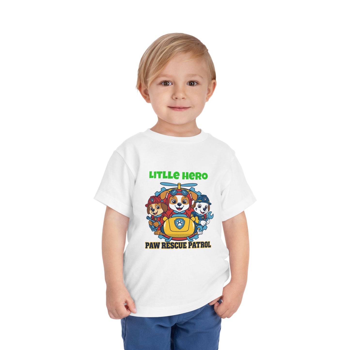 Little Hero Paw Rescue Patrol Toddler Tee — Kids' Cartoon Rescue Dog Shirt