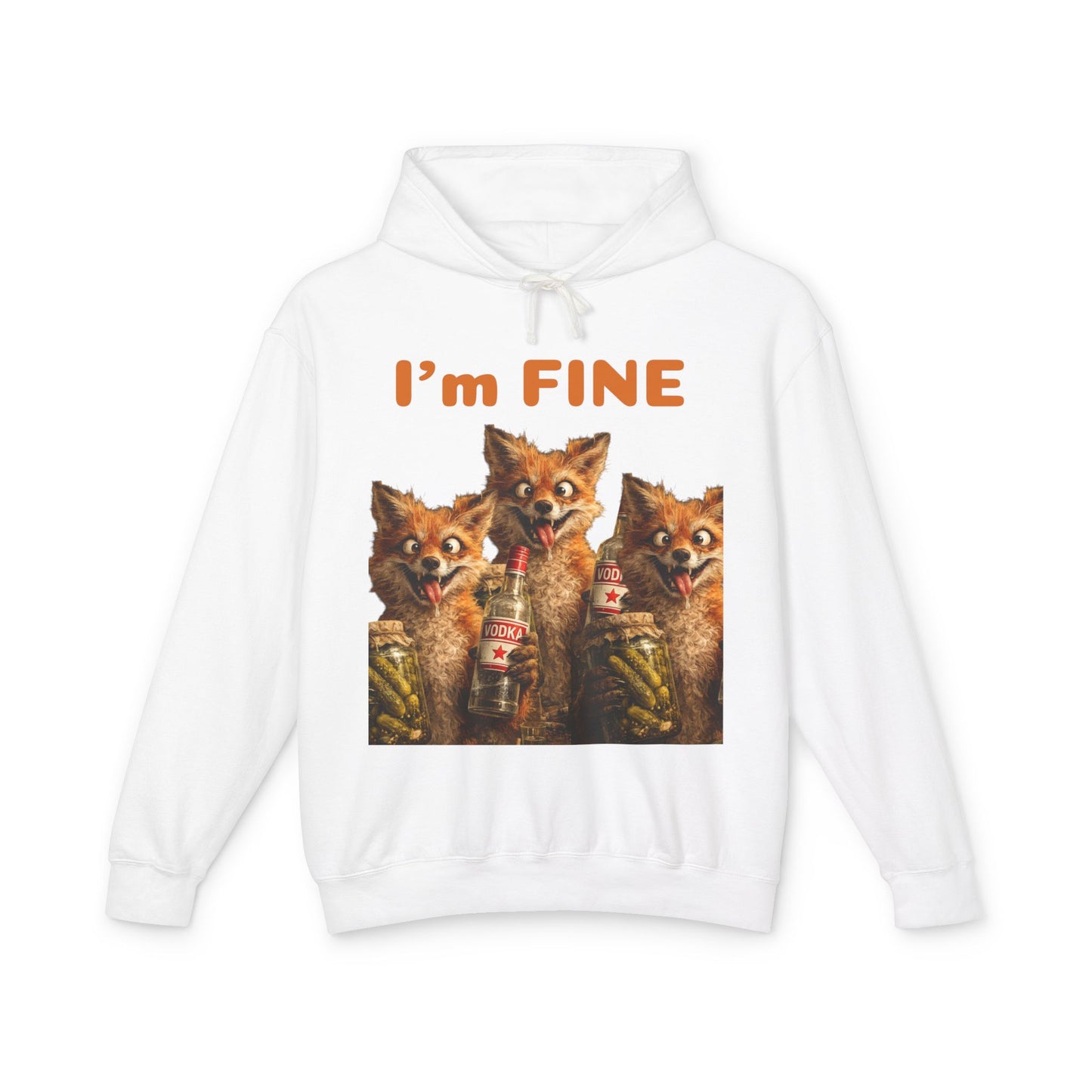“I’m Fine” Foxes Hoodie — Funny Vintage Foxes Drinking Graphic Sweatshirt