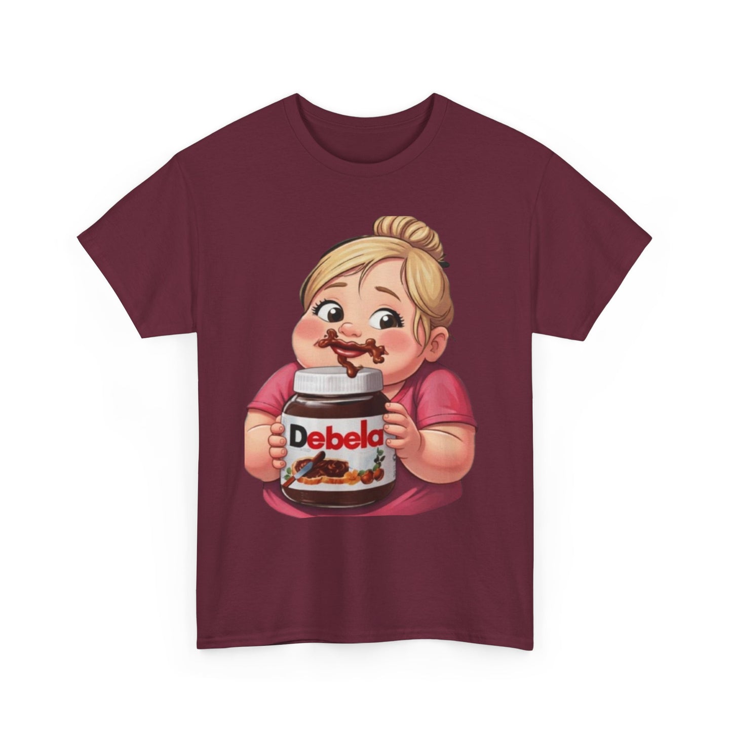 Camiseta con un niño adorable sosteniendo un tarro inspirada en Nutella — Camiseta divertida para amantes de los postres 