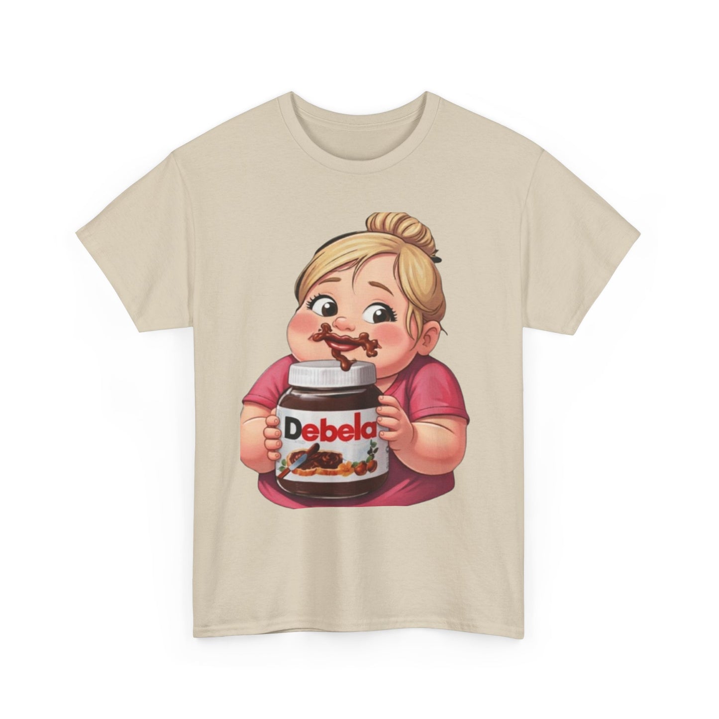 Camiseta con un niño adorable sosteniendo un tarro inspirada en Nutella — Camiseta divertida para amantes de los postres 