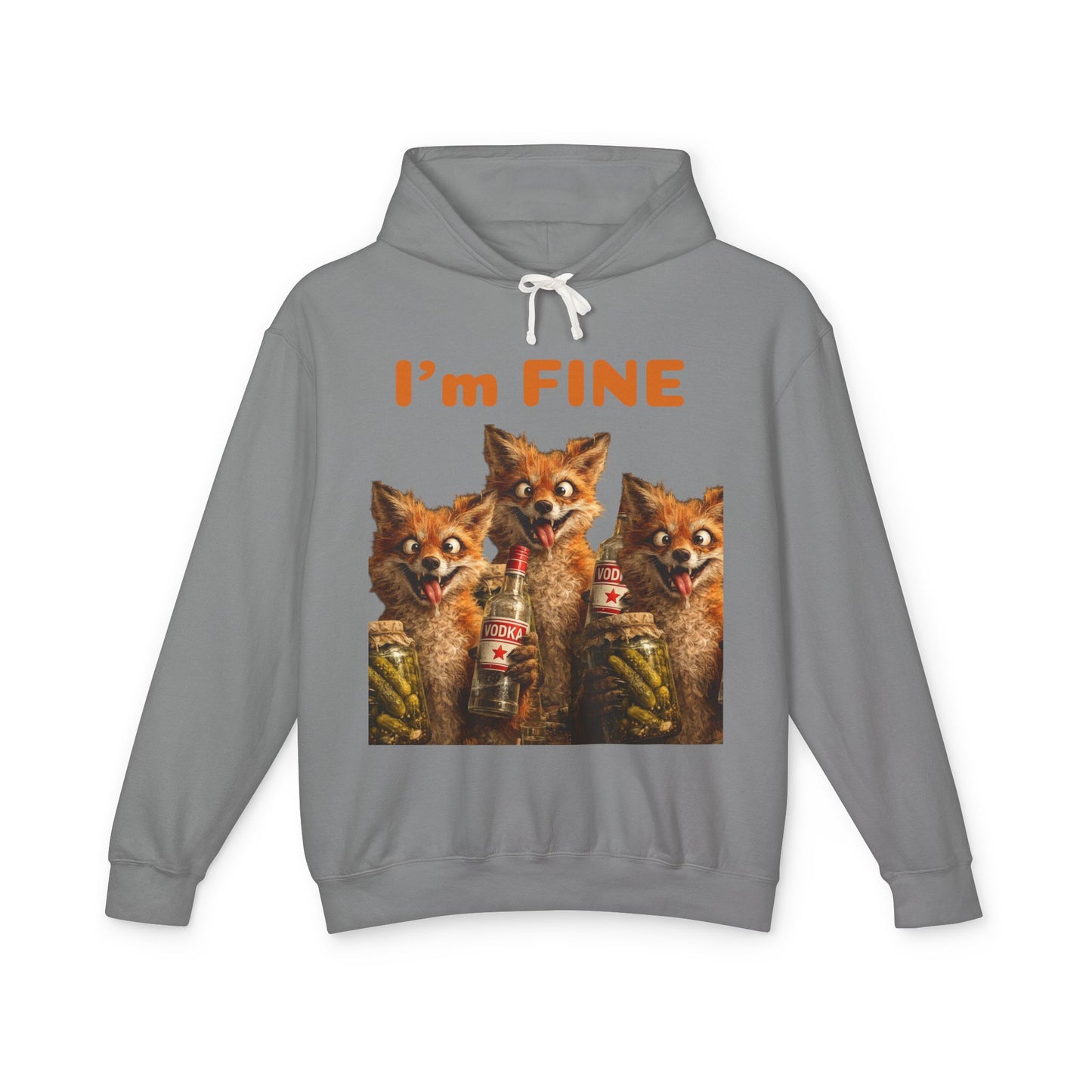 “I’m Fine” Foxes Hoodie — Funny Vintage Foxes Drinking Graphic Sweatshirt