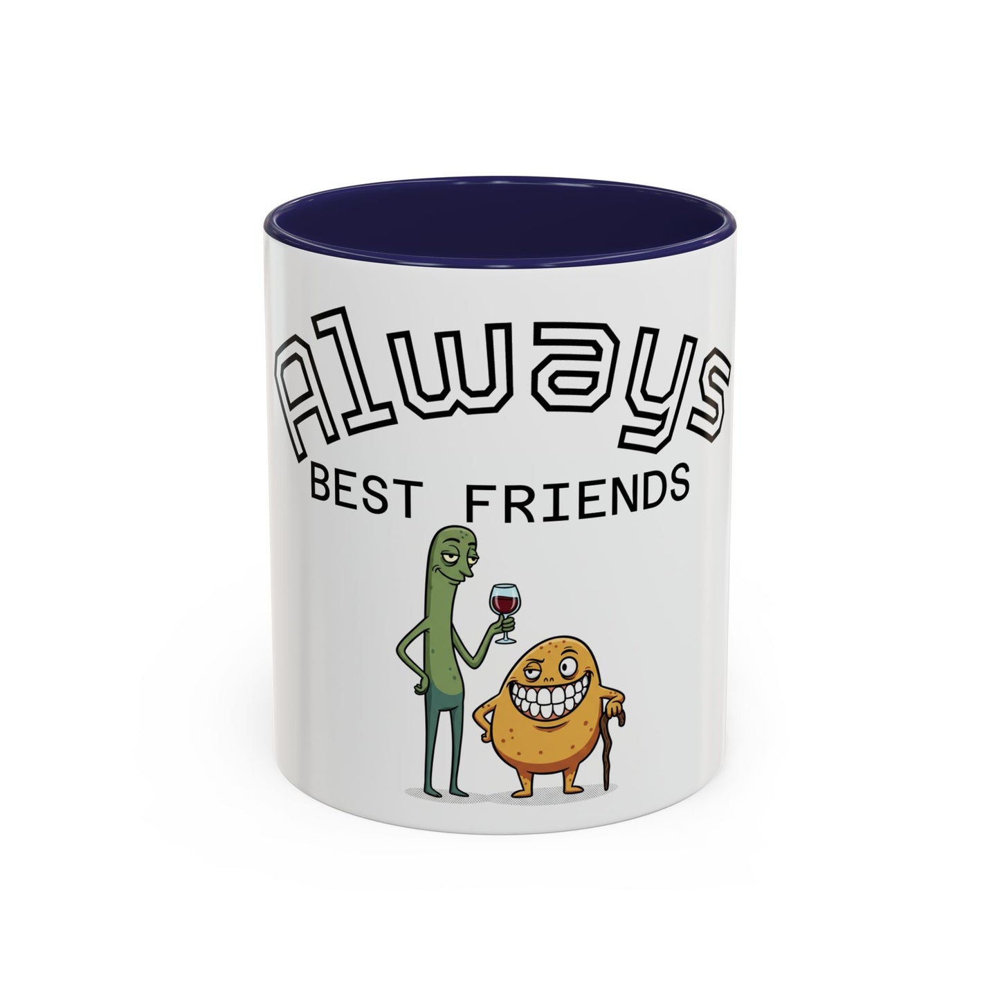 Taza de café — "Siempre mejores amigos" Divertida taza de la amistad con pepinillos y nuggets (11/15 oz)