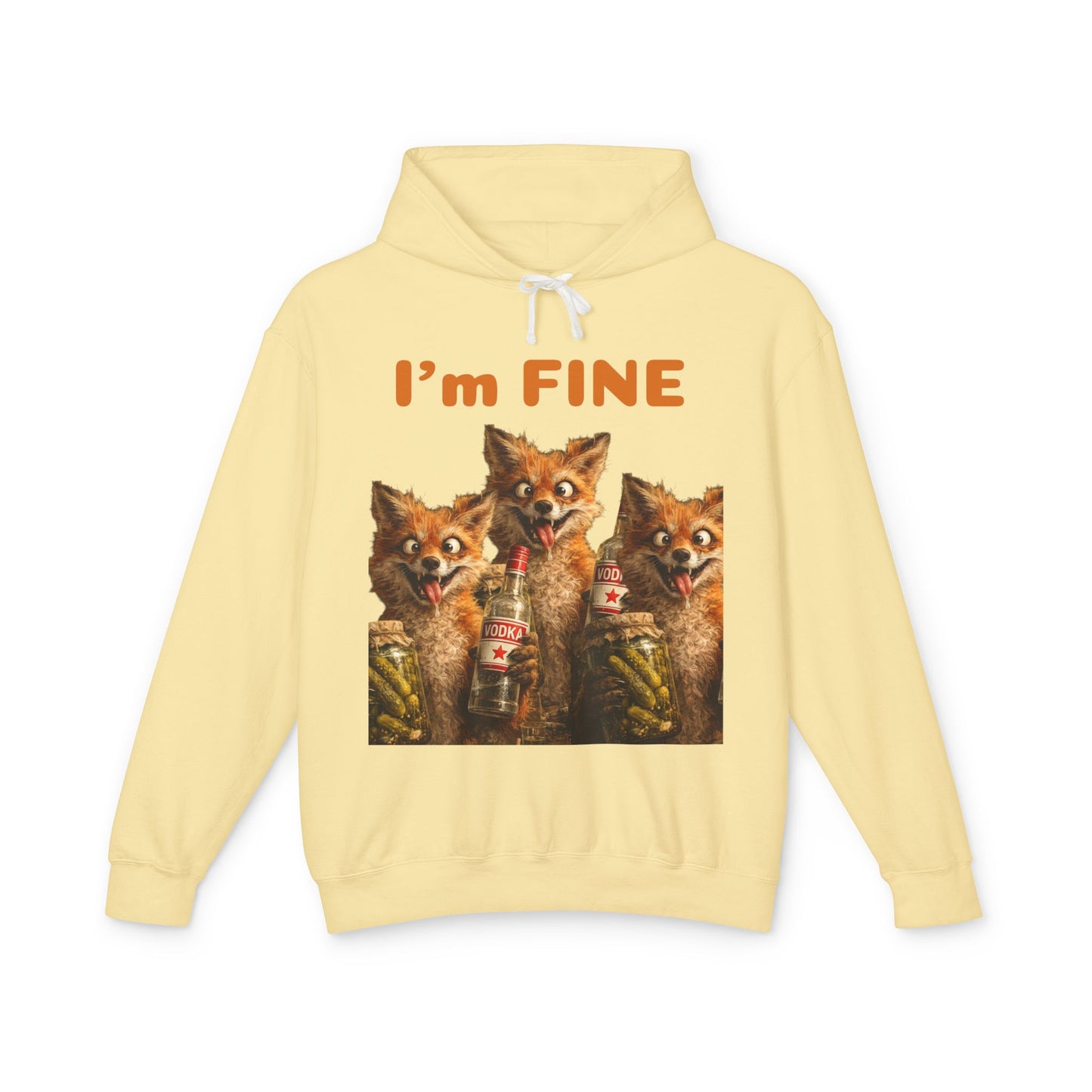 “I’m Fine” Foxes Hoodie — Funny Vintage Foxes Drinking Graphic Sweatshirt