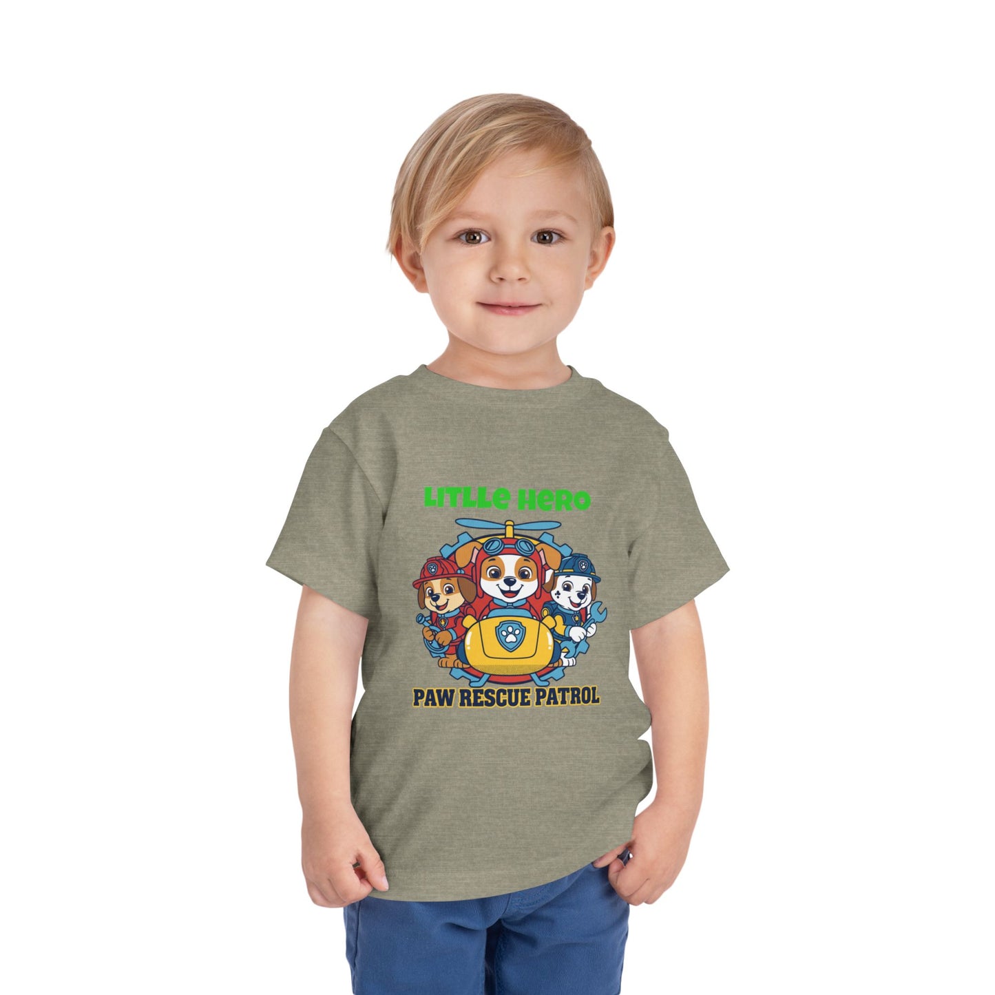 Little Hero Paw Rescue Patrol Toddler Tee — Kids' Cartoon Rescue Dog Shirt