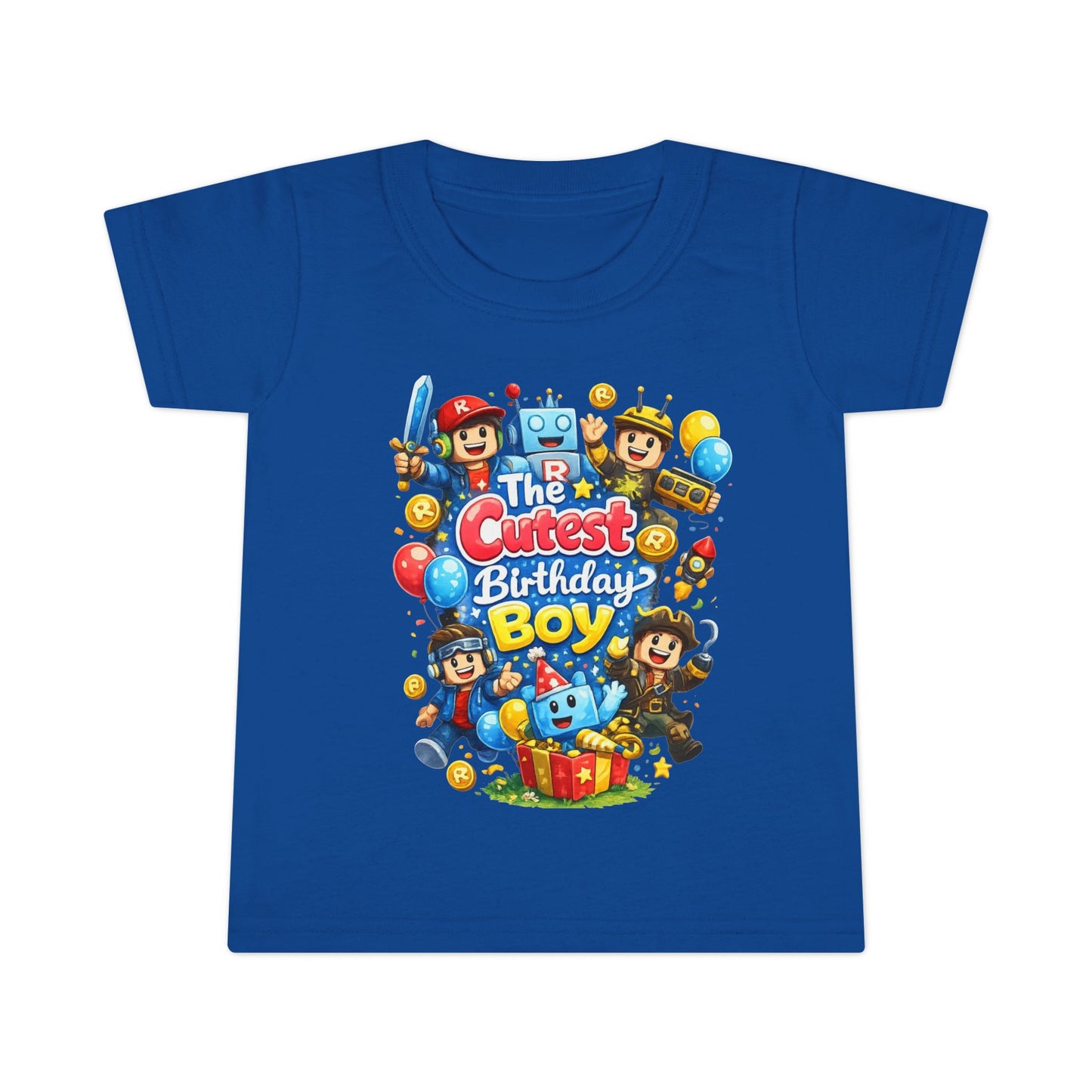 Toddler T-Shirt — "The Cutest Birthday Boy" Roblox Party Tee
