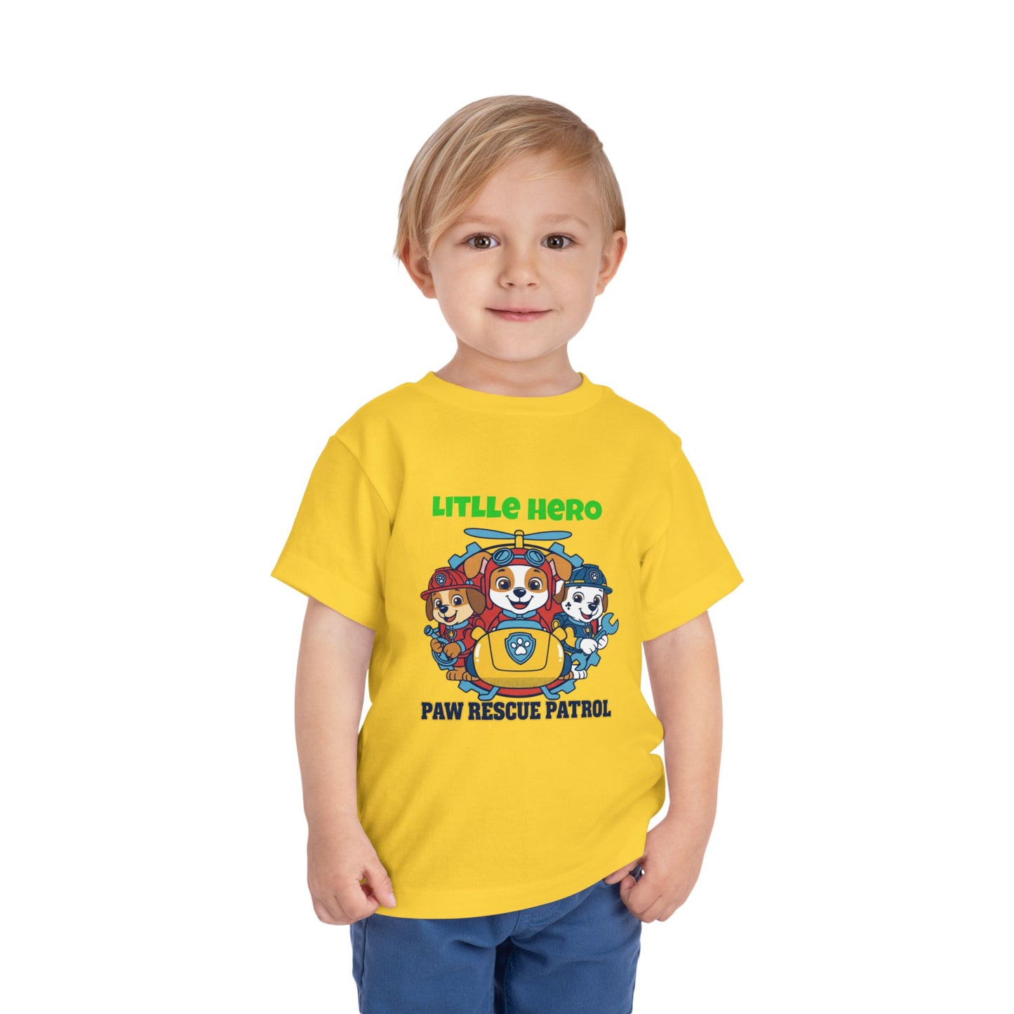 Little Hero Paw Rescue Patrol Toddler Tee — Kids' Cartoon Rescue Dog Shirt