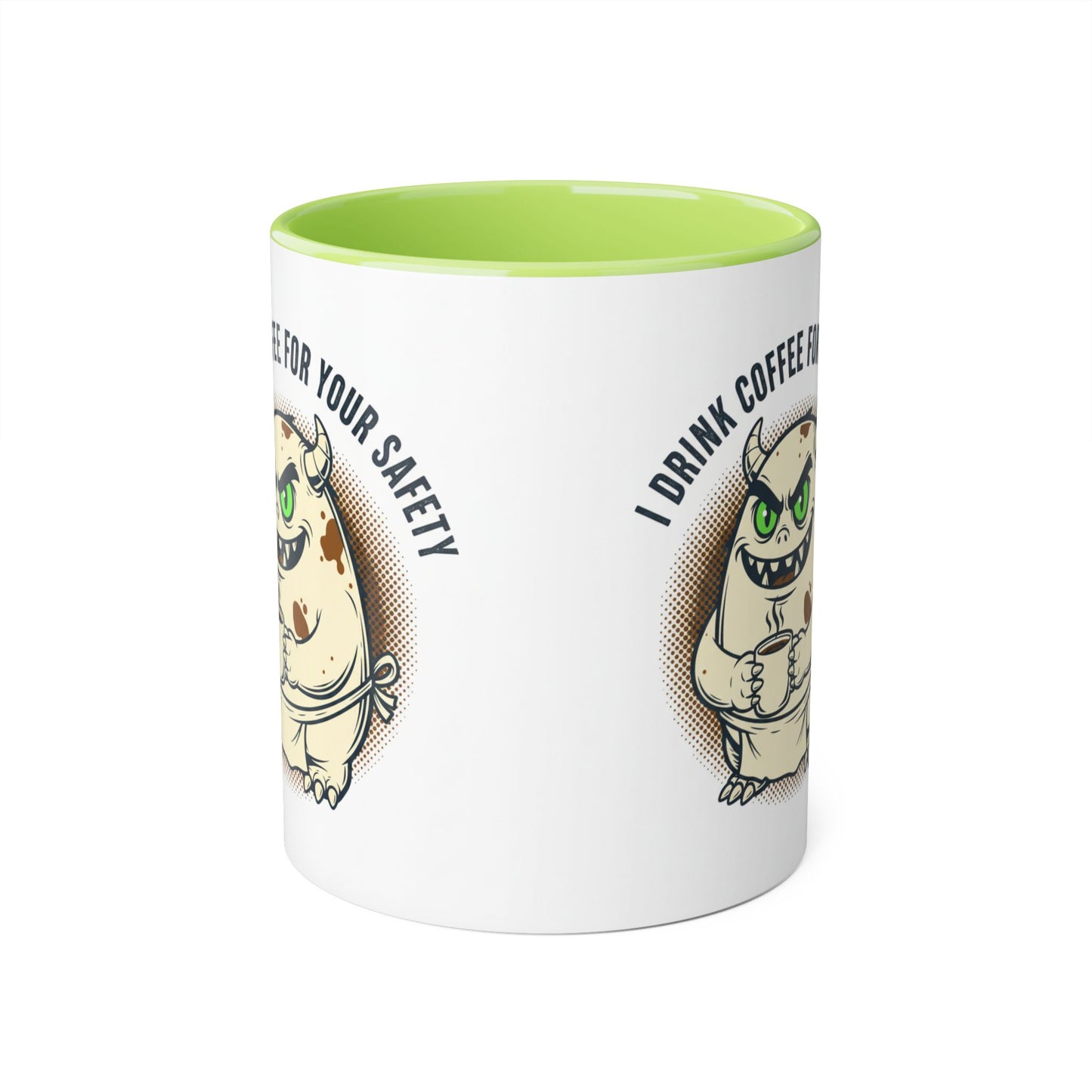 Taza de cerámica — "Tomo café por tu seguridad" Taza de café monstruo
