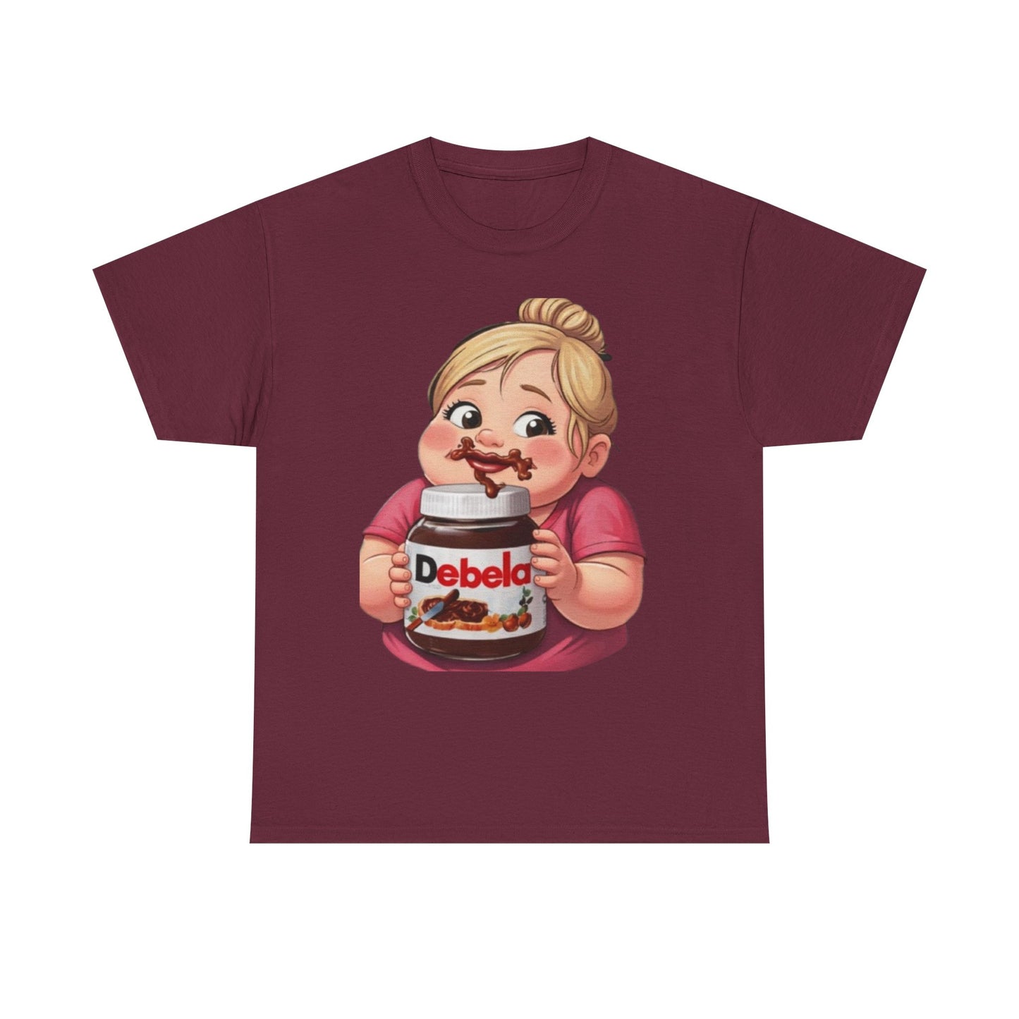 Camiseta con un niño adorable sosteniendo un tarro inspirada en Nutella — Camiseta divertida para amantes de los postres 