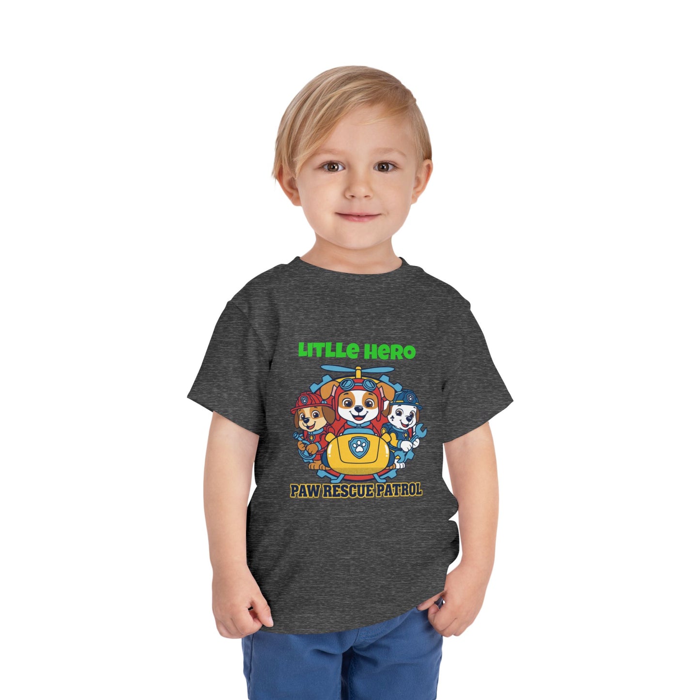 Little Hero Paw Rescue Patrol Toddler Tee — Kids' Cartoon Rescue Dog Shirt