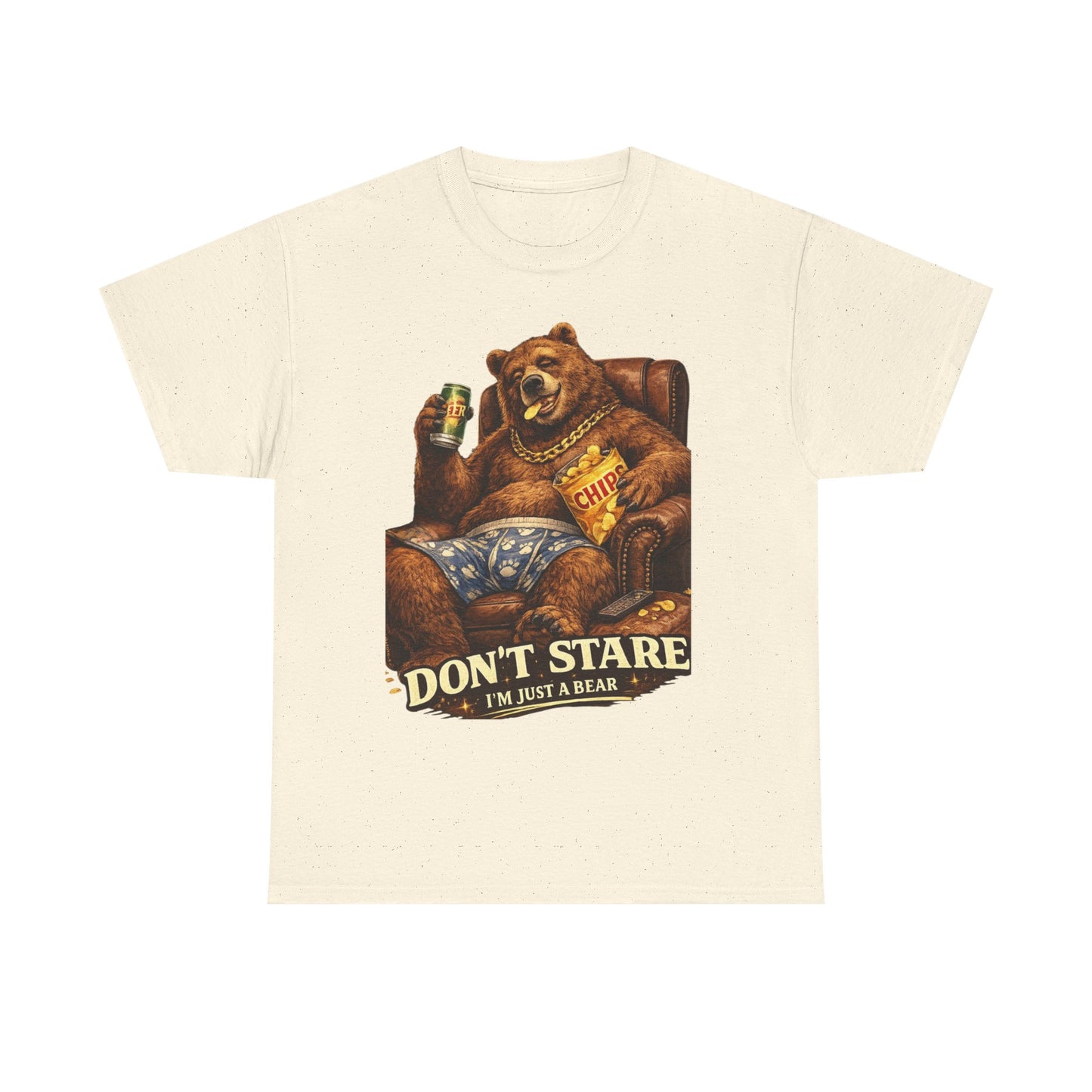 Bear Lounge T‑Shirt — "Don't Stare, I'm Just a Bear" Retro Graphic Tee