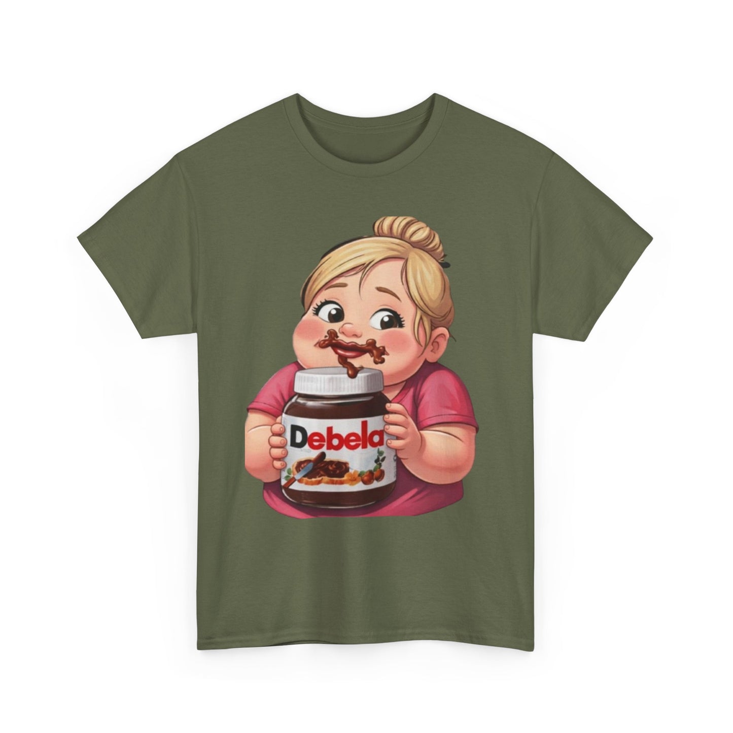 Camiseta con un niño adorable sosteniendo un tarro inspirada en Nutella — Camiseta divertida para amantes de los postres 