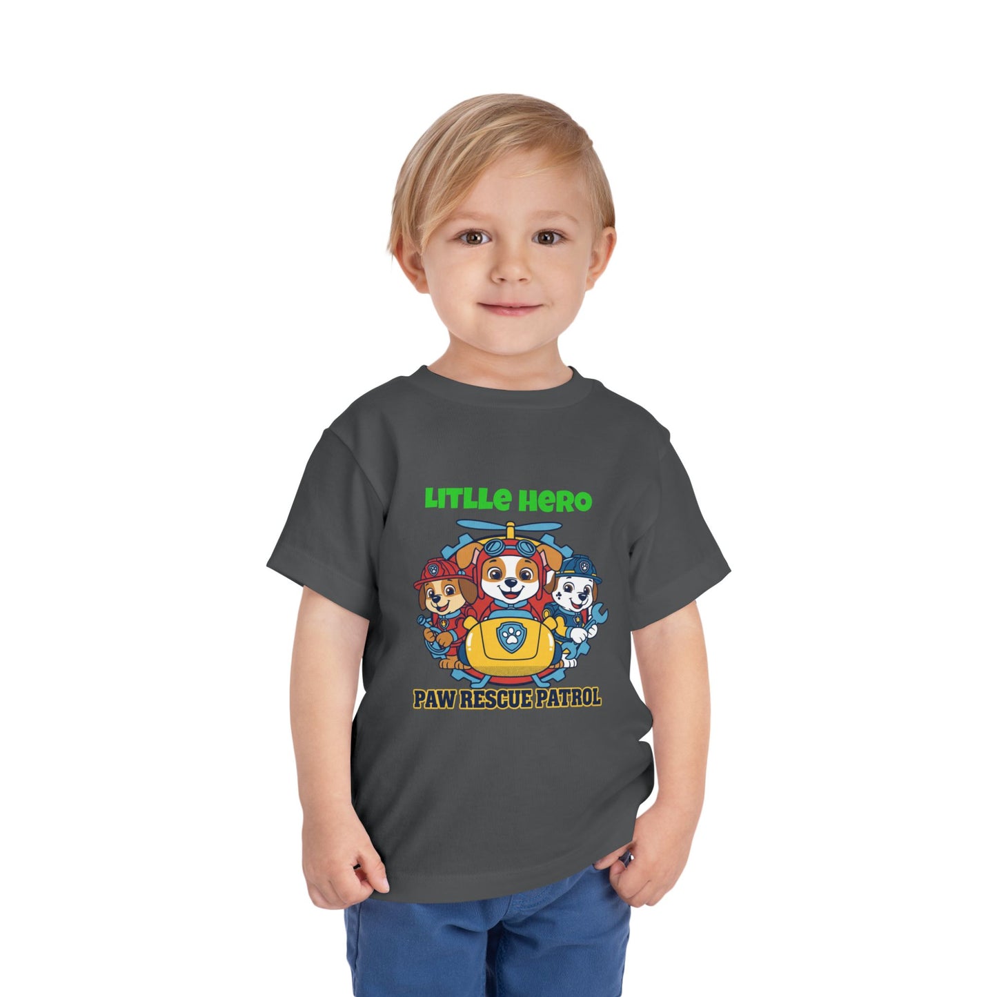 Little Hero Paw Rescue Patrol Toddler Tee — Kids' Cartoon Rescue Dog Shirt