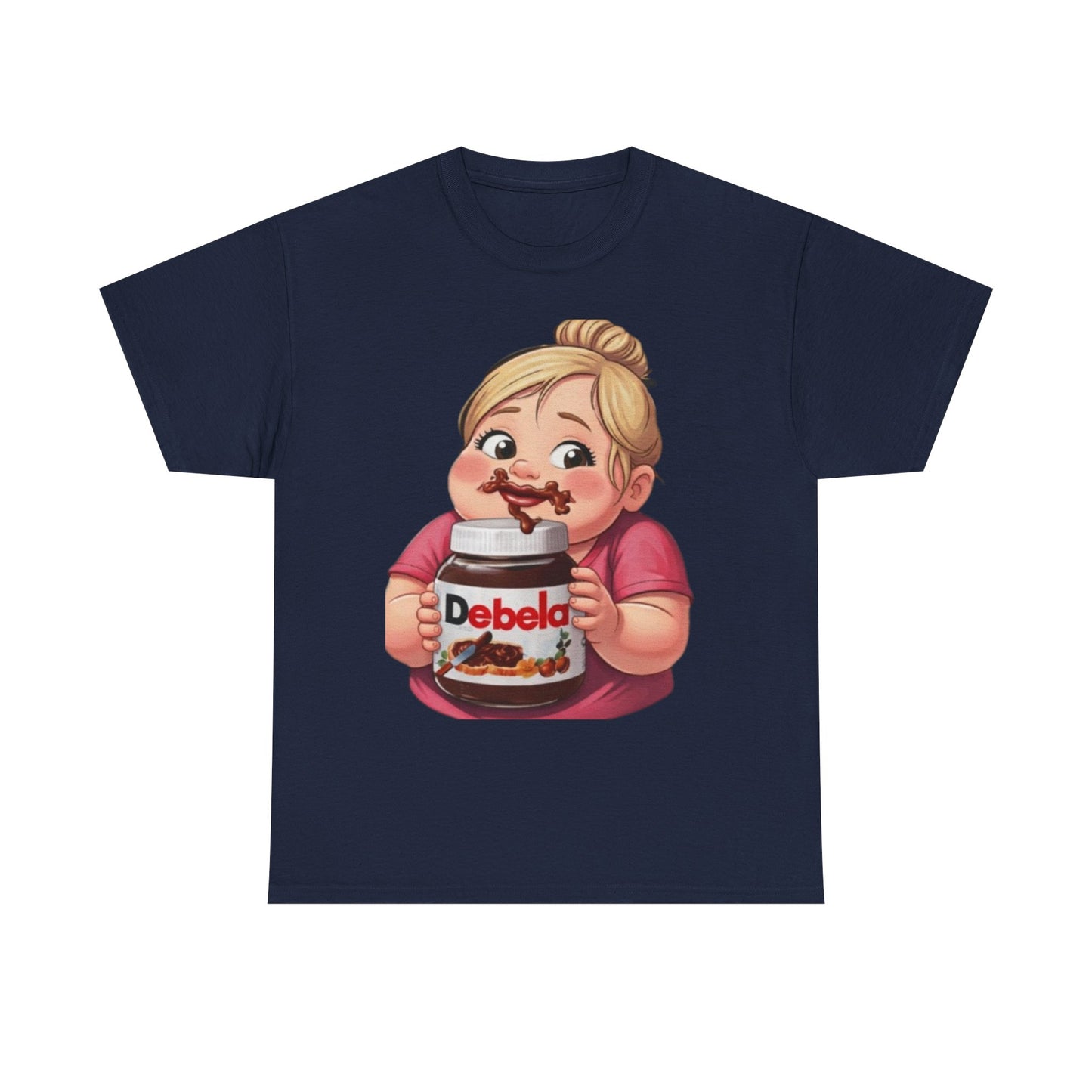 Camiseta con un niño adorable sosteniendo un tarro inspirada en Nutella — Camiseta divertida para amantes de los postres 