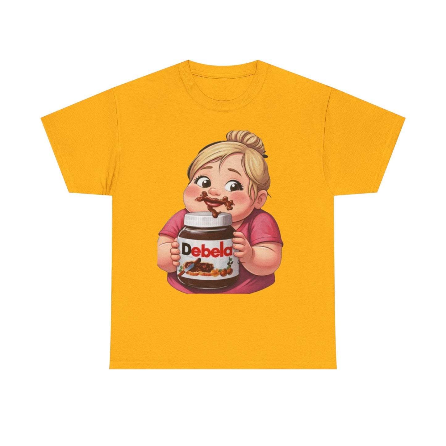 Camiseta con un niño adorable sosteniendo un tarro inspirada en Nutella — Camiseta divertida para amantes de los postres 