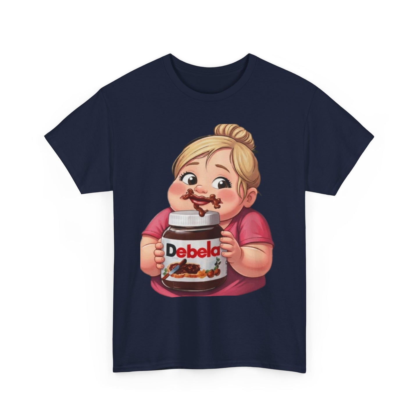 Camiseta con un niño adorable sosteniendo un tarro inspirada en Nutella — Camiseta divertida para amantes de los postres 