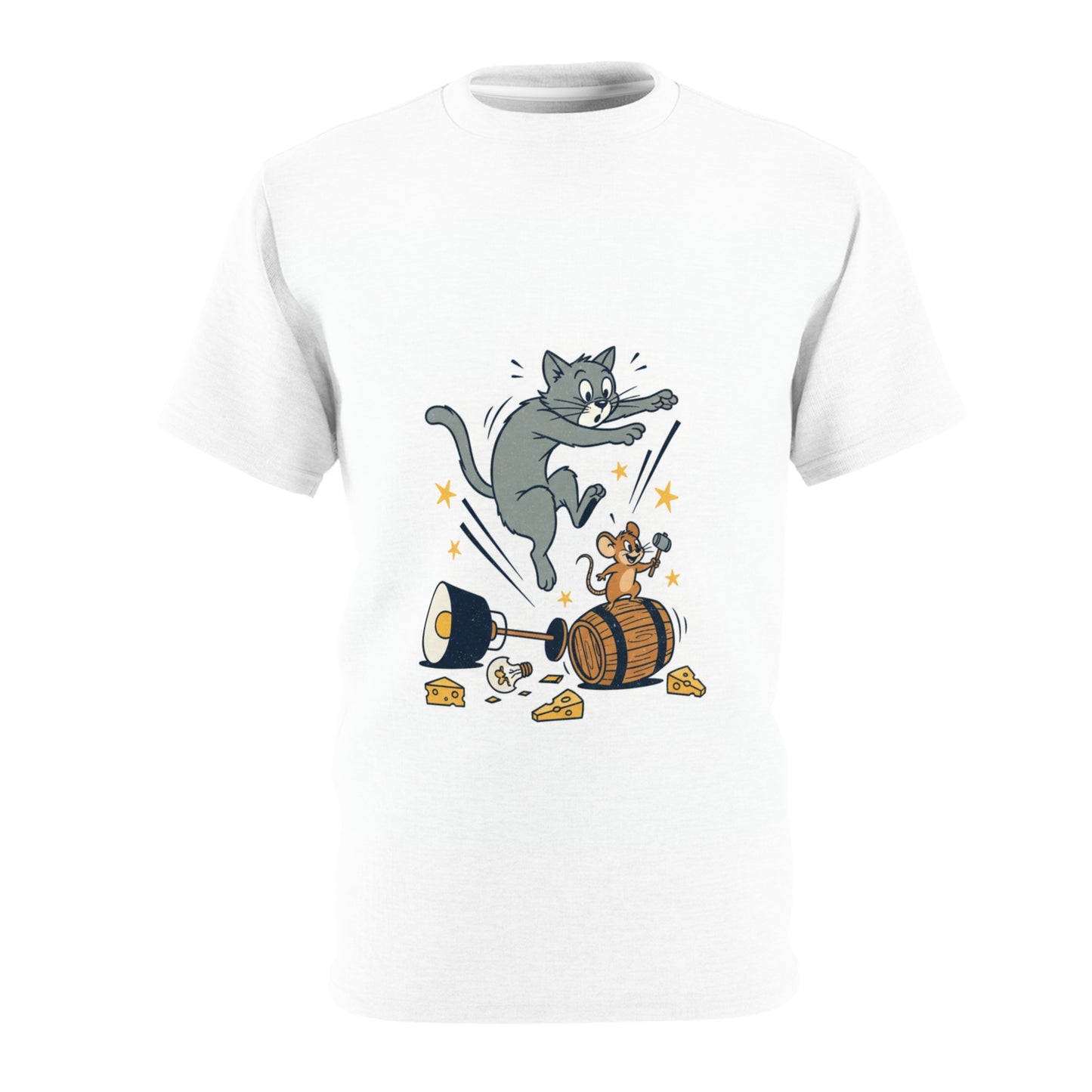Cat and Mouse Chaos T-Shirt — Funny Cartoon Kitty & Mouse Design
