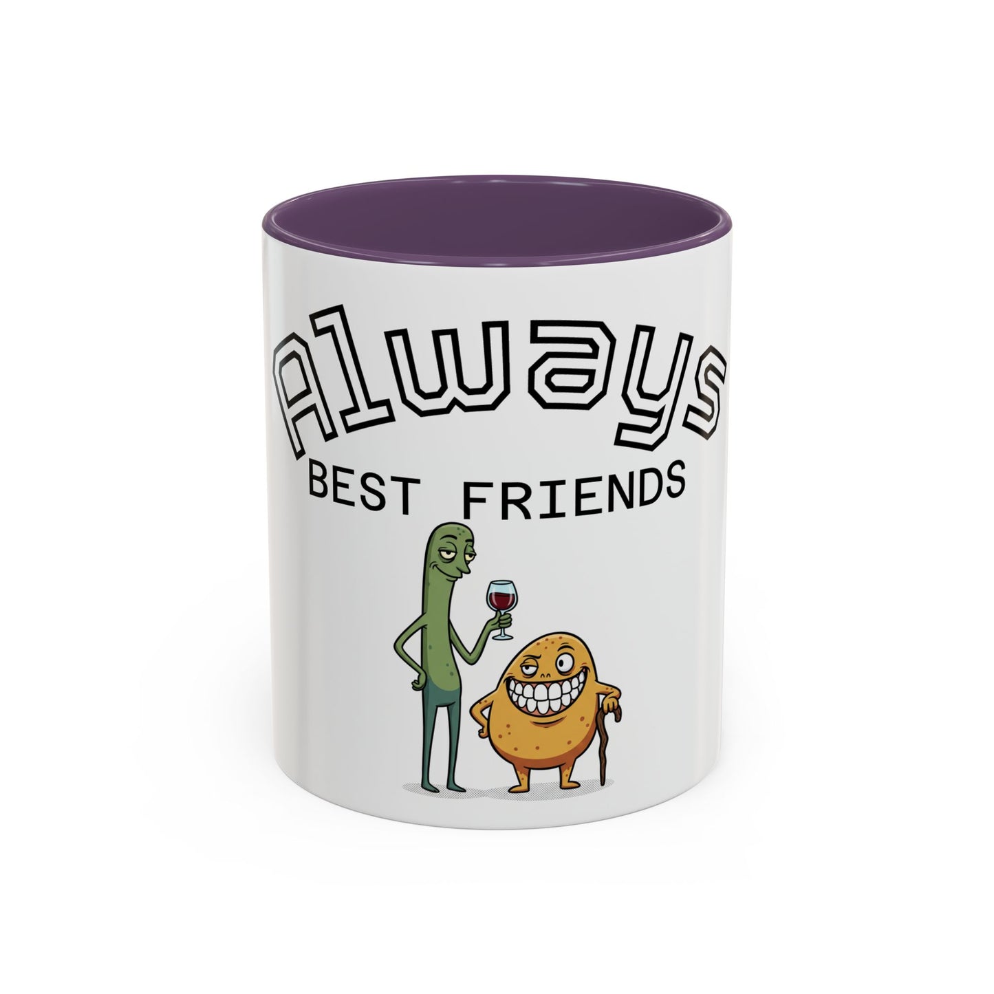 Taza de café — "Siempre mejores amigos" Divertida taza de la amistad con pepinillos y nuggets (11/15 oz)