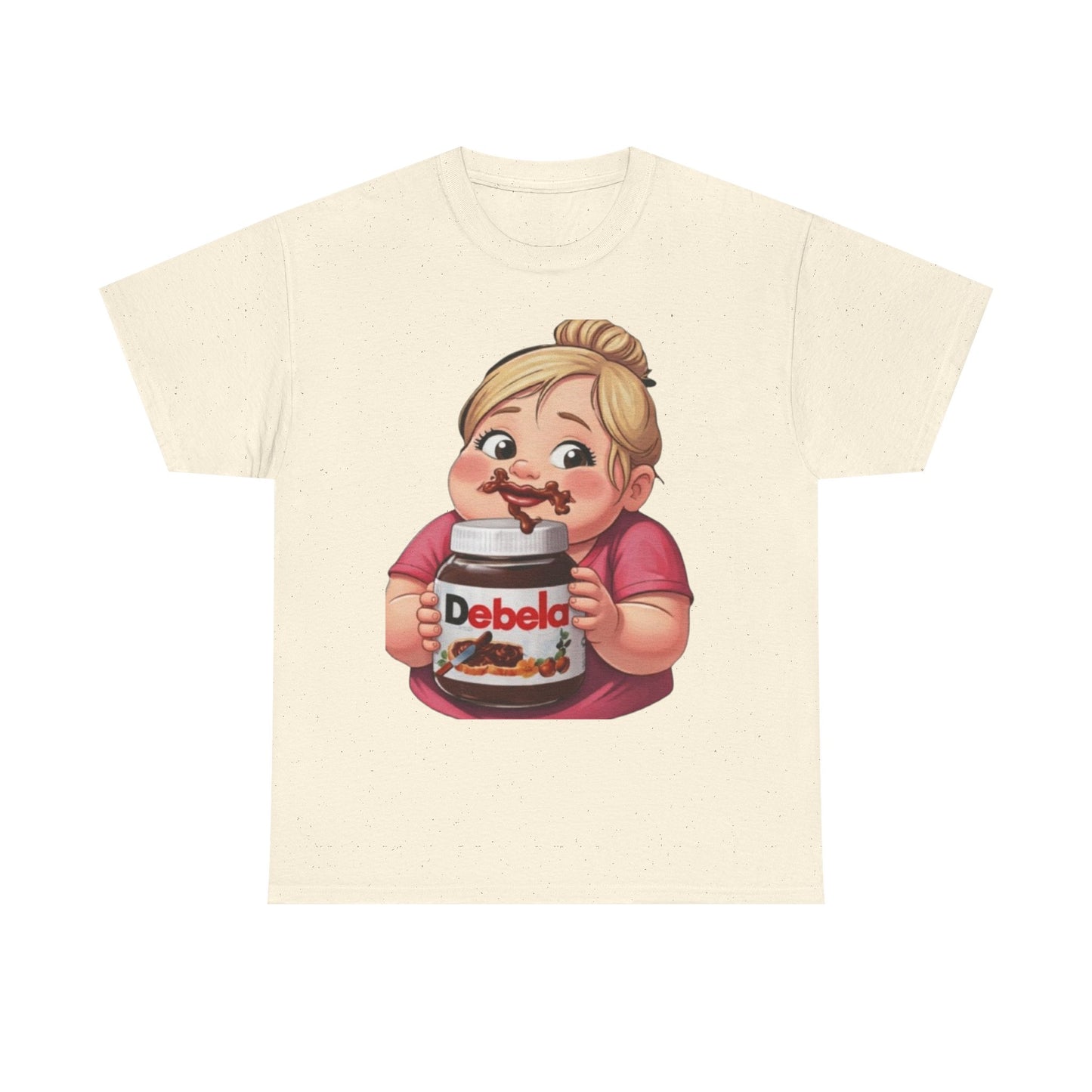 Camiseta con un niño adorable sosteniendo un tarro inspirada en Nutella — Camiseta divertida para amantes de los postres 