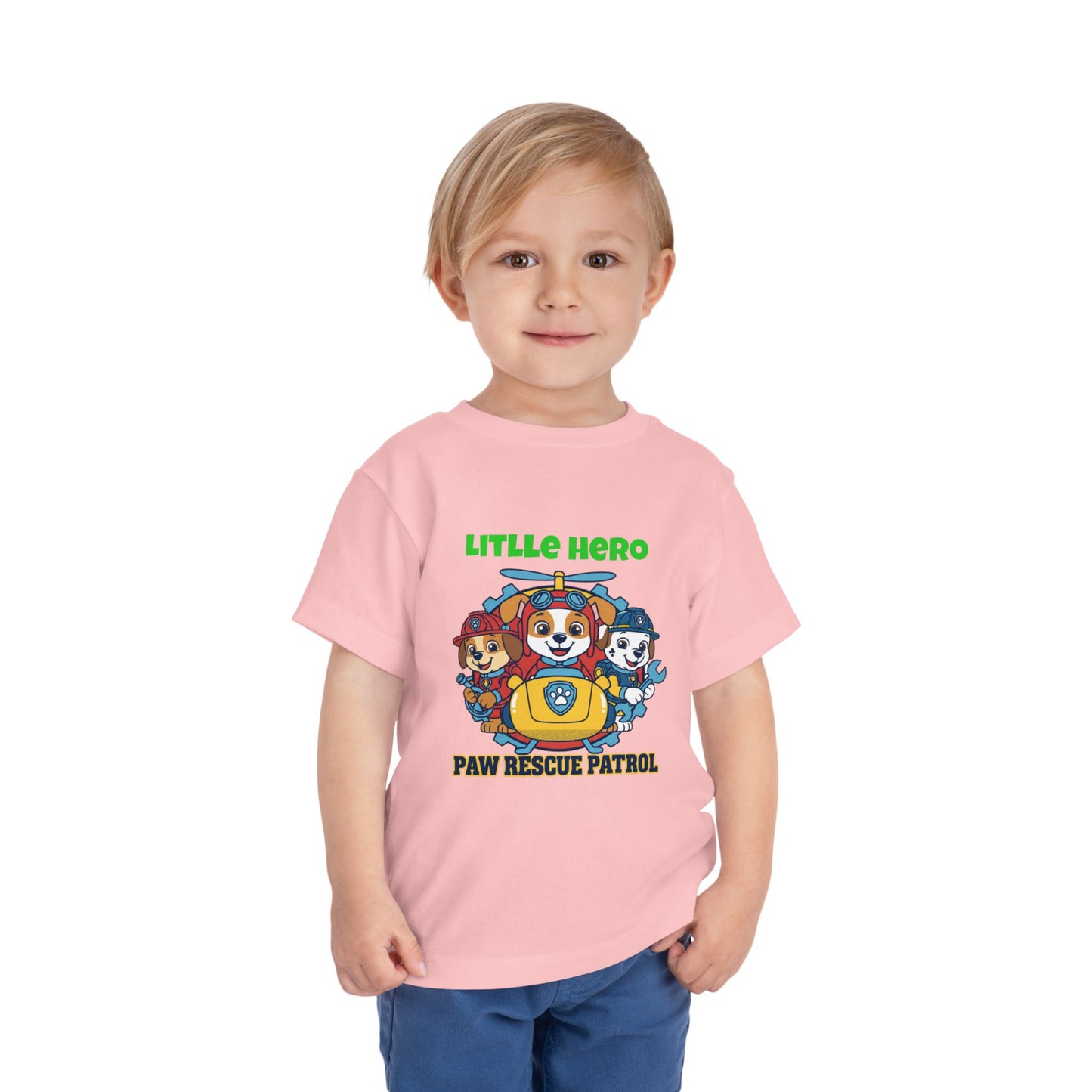 Little Hero Paw Rescue Patrol Toddler Tee — Kids' Cartoon Rescue Dog Shirt
