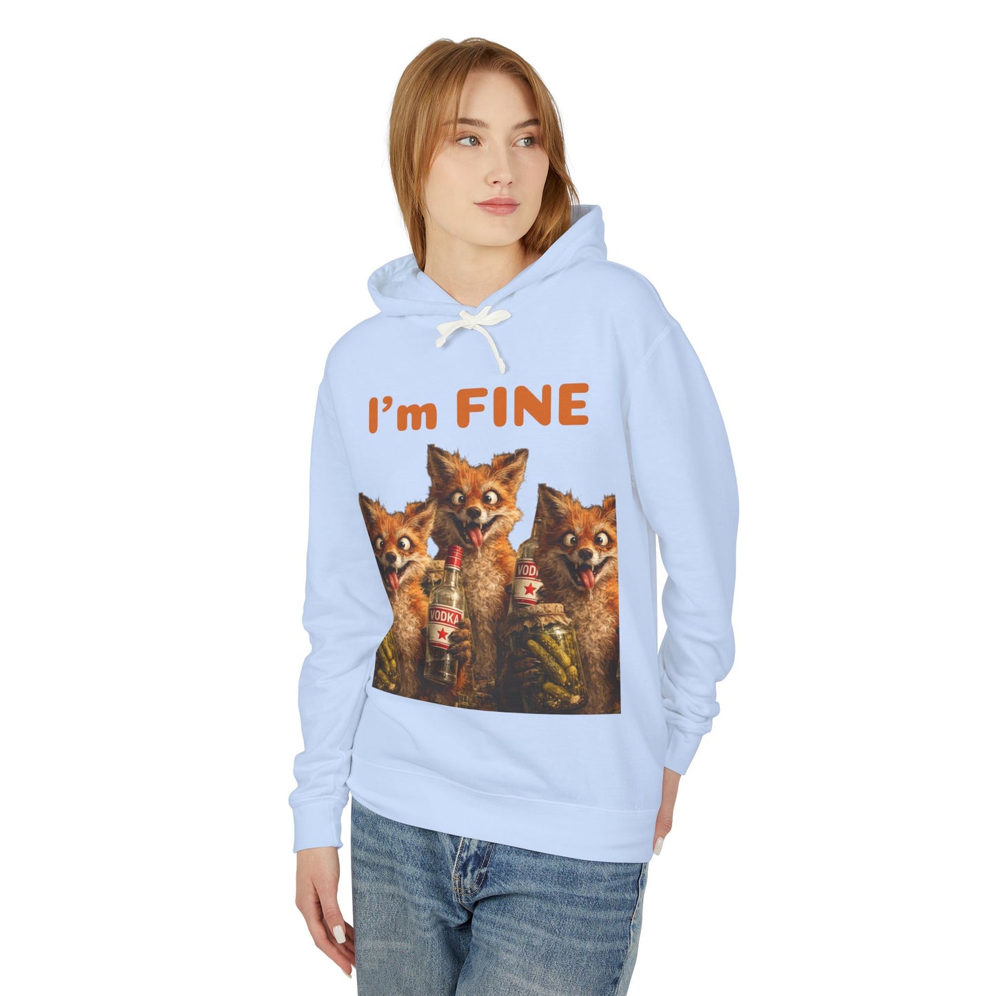 “I’m Fine” Foxes Hoodie — Funny Vintage Foxes Drinking Graphic Sweatshirt