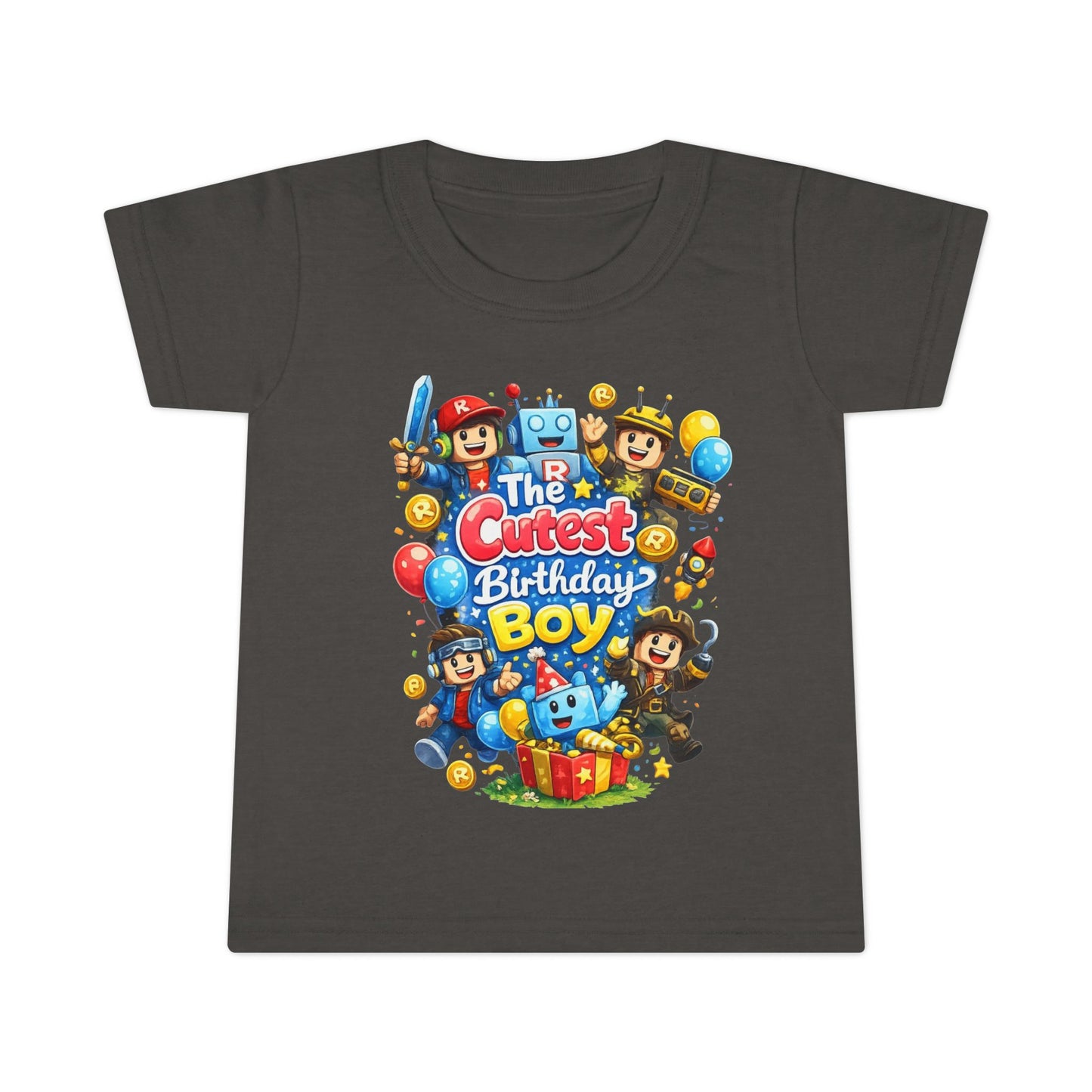 Toddler T-Shirt — "The Cutest Birthday Boy" Roblox Party Tee