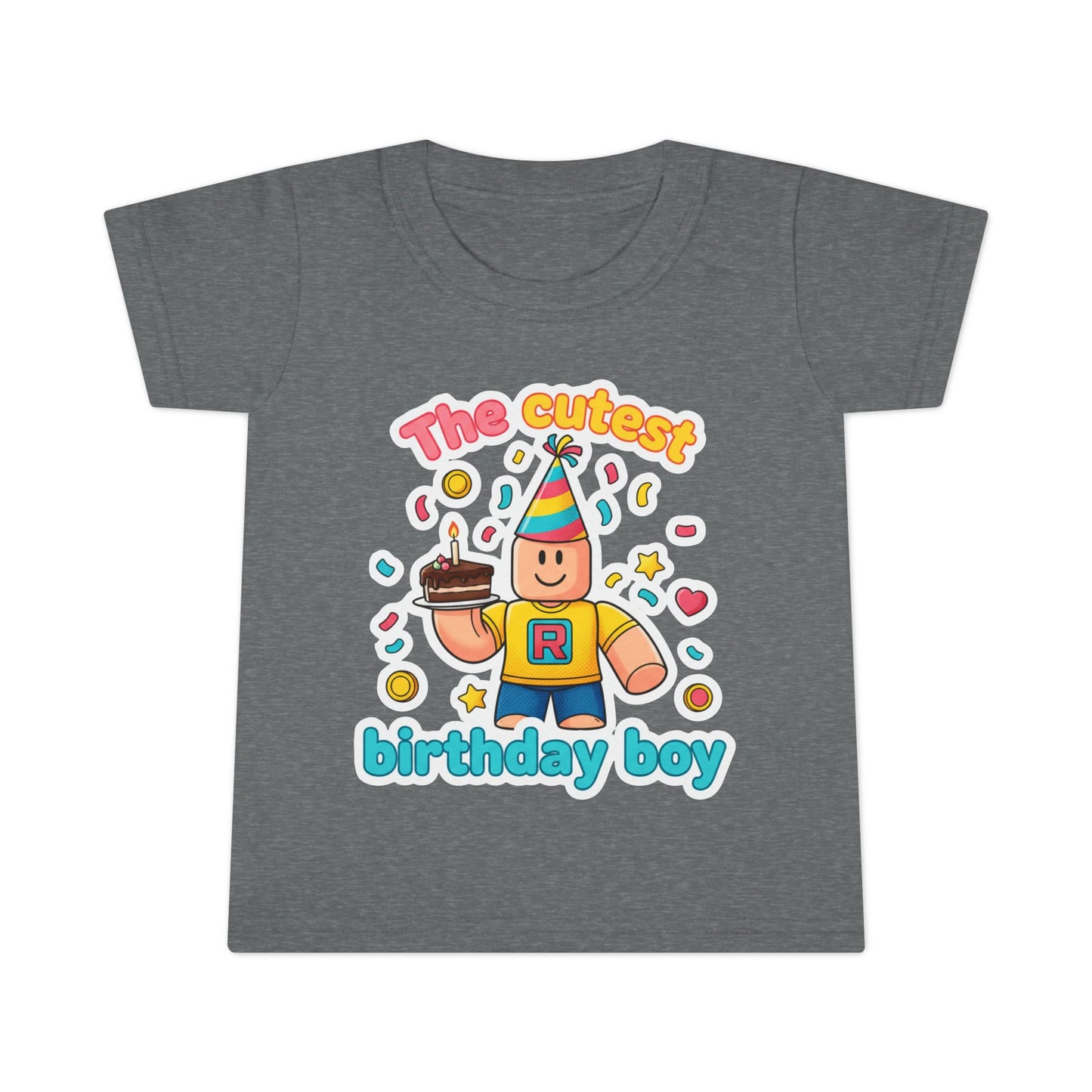Toddler T-Shirt - "The Cutest Birthday Boy" Cute Party Roblox-Inspired Graphic Tee
