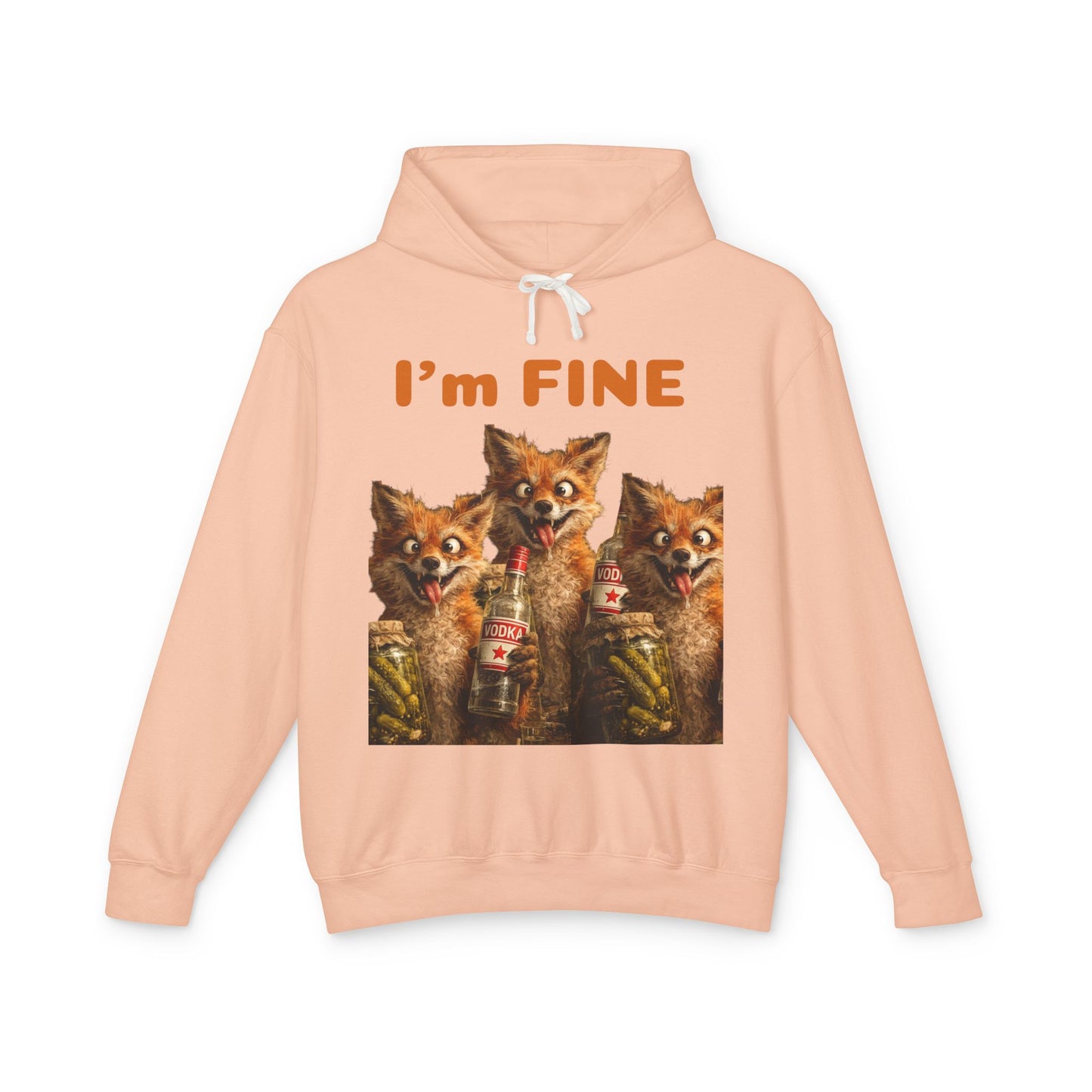 “I’m Fine” Foxes Hoodie — Funny Vintage Foxes Drinking Graphic Sweatshirt