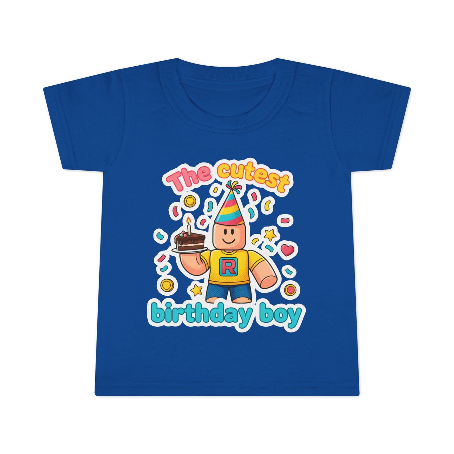Toddler T-Shirt - "The Cutest Birthday Boy" Cute Party Roblox-Inspired Graphic Tee